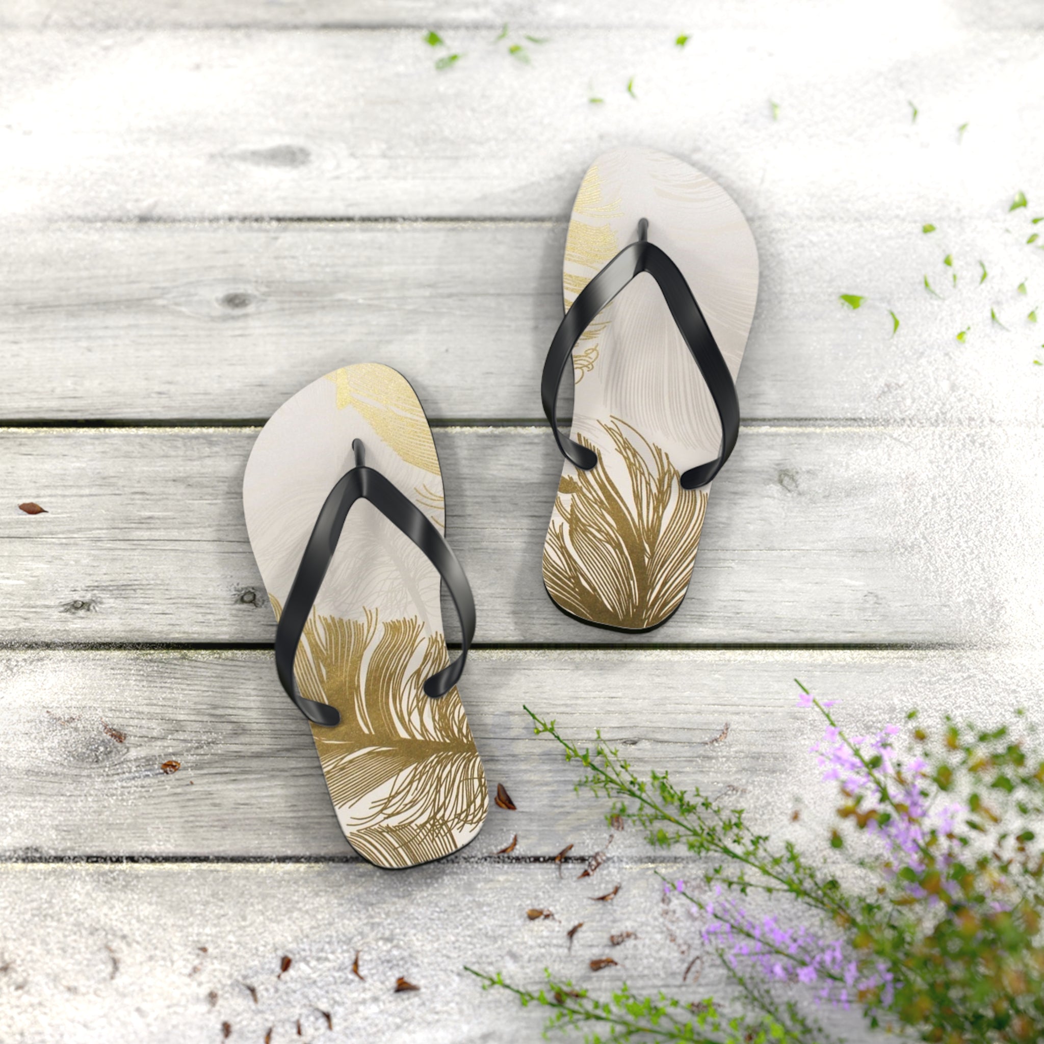 White and Gold Modern Design, Flip Flops for Women, Cute Designs, Everyday Use, Indoor Sleepers