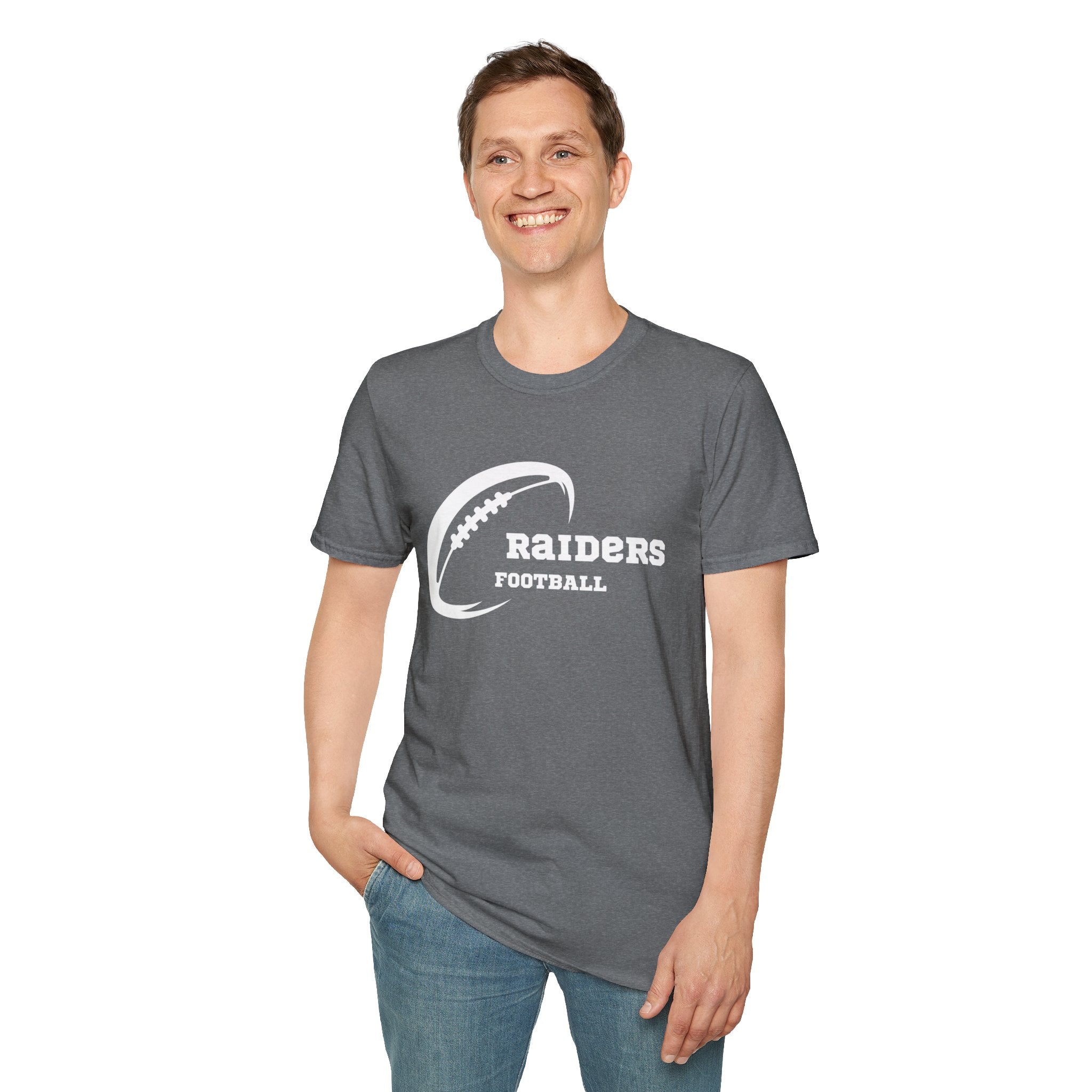 All White Raiders Fan Football Shirt, Unisex Softstyle T-Shirt, Football Fan Tee, Football Fan Gift, Sports Fan Apparel