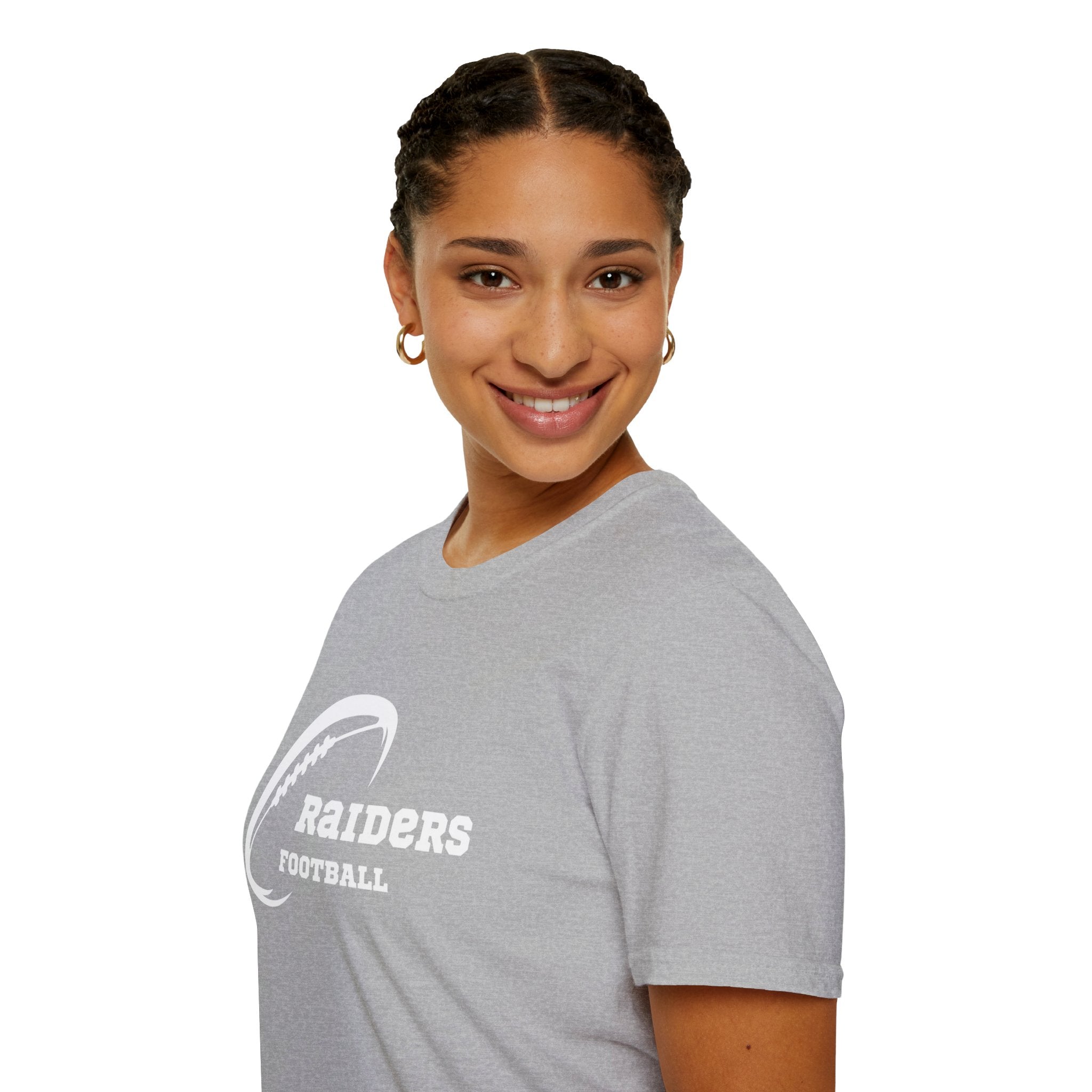 All White Raiders Fan Football Shirt, Unisex Softstyle T-Shirt, Football Fan Tee, Football Fan Gift, Sports Fan Apparel