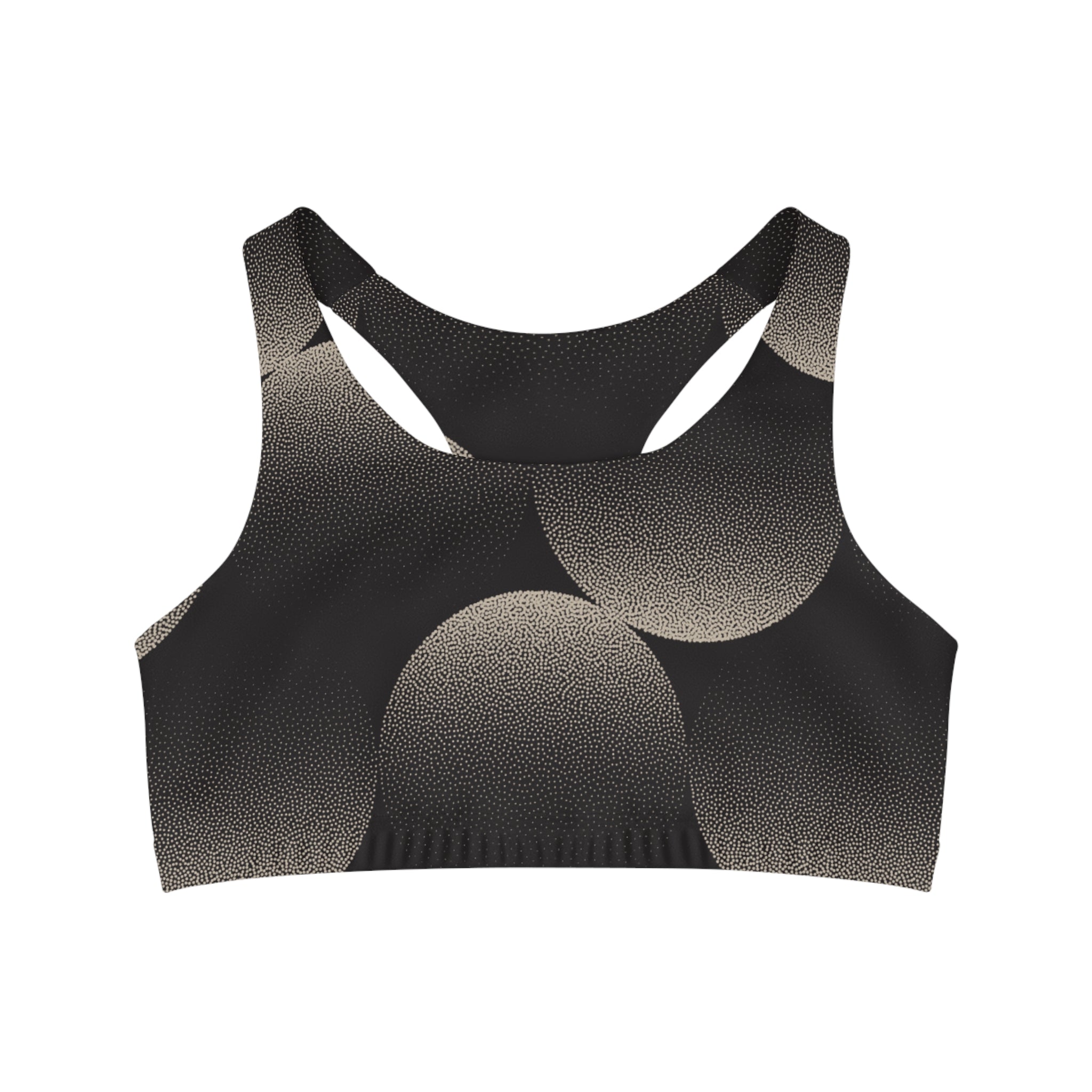 Black Seamless, Racerback Sports Bra for Women - High Impact Workout Crop Tank Top