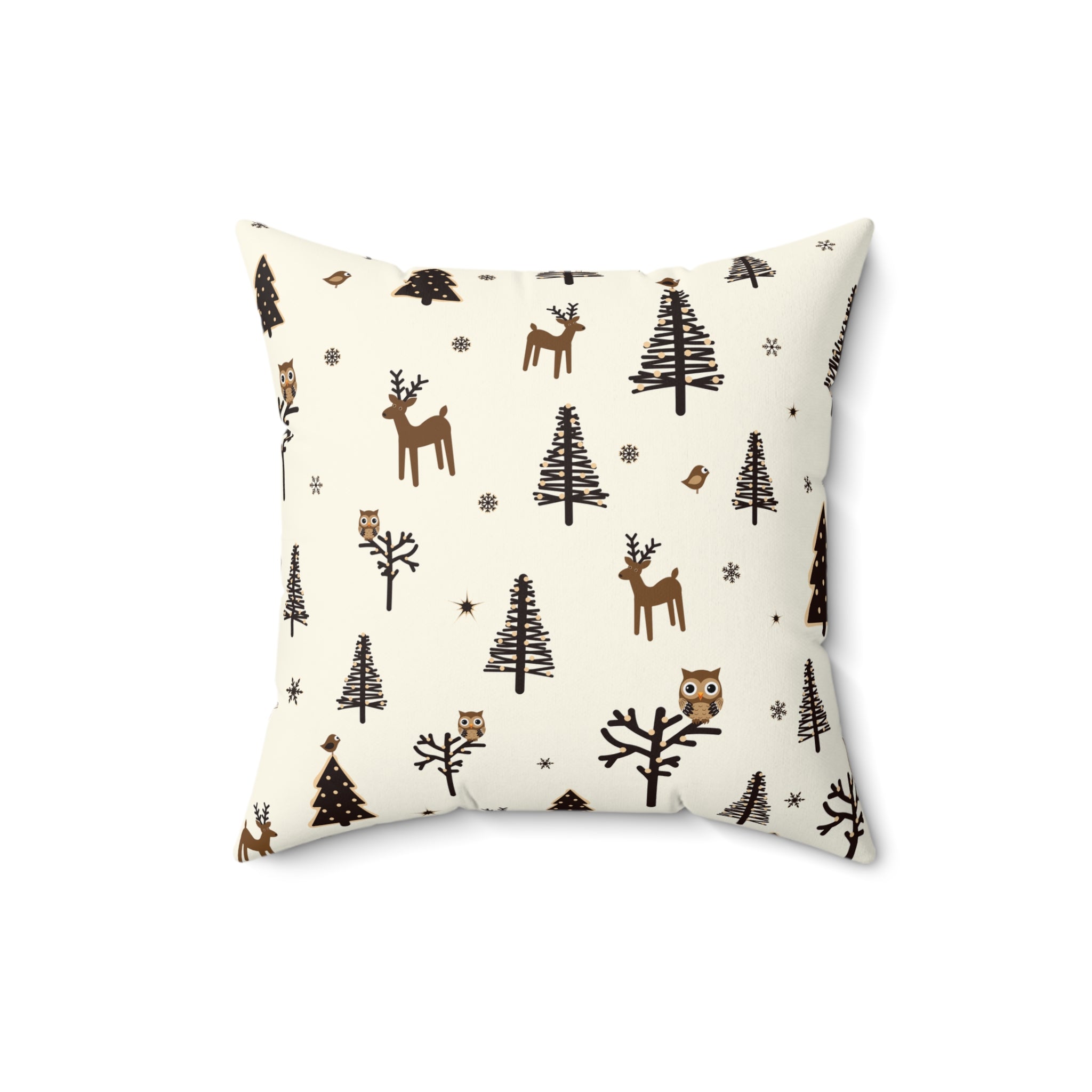 Brown And Beige Pattern Print Pillow Covers, Decorative Couch Sofa Accent Pillows, Living Room Spun Polyester Square Pillow