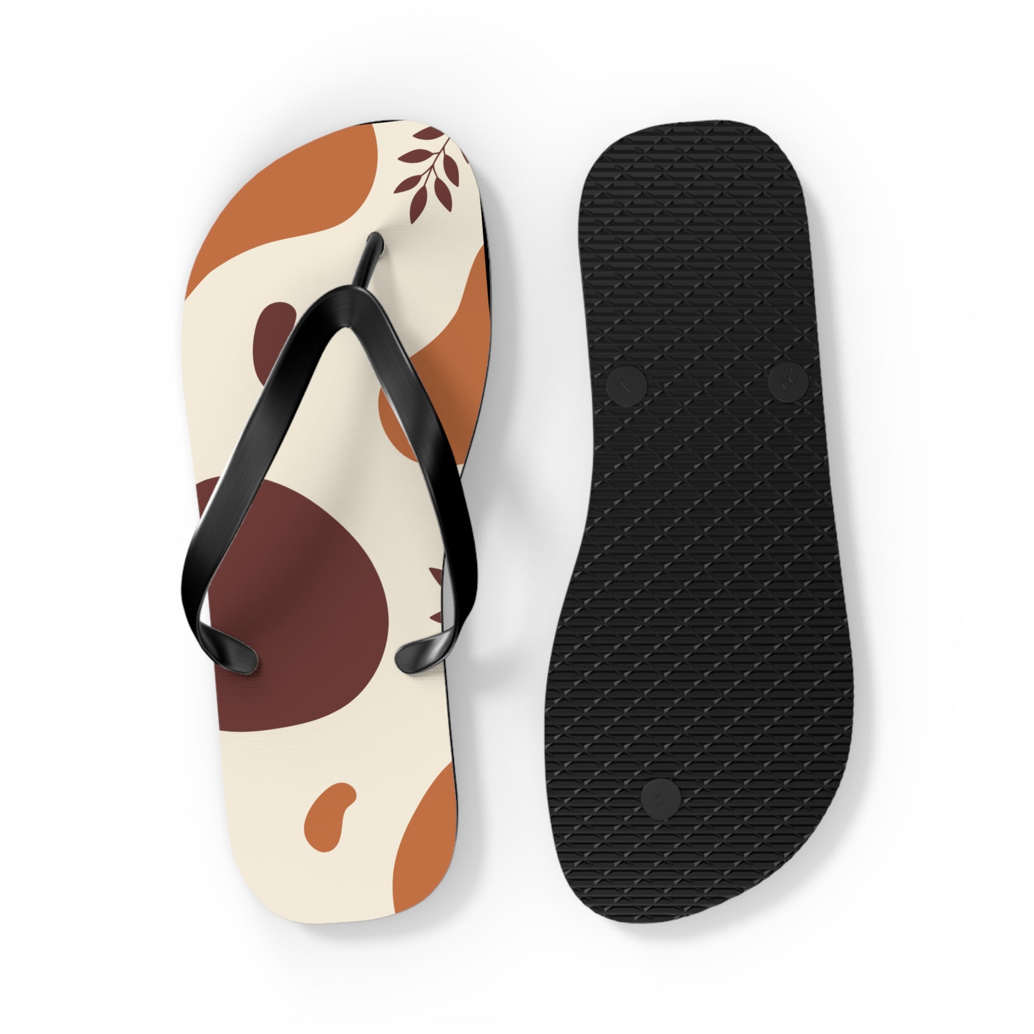 Beige and Brown Minimalist Design, Flip Flops for Women, Cute Designs, Everyday Use, Indoor Sleepers