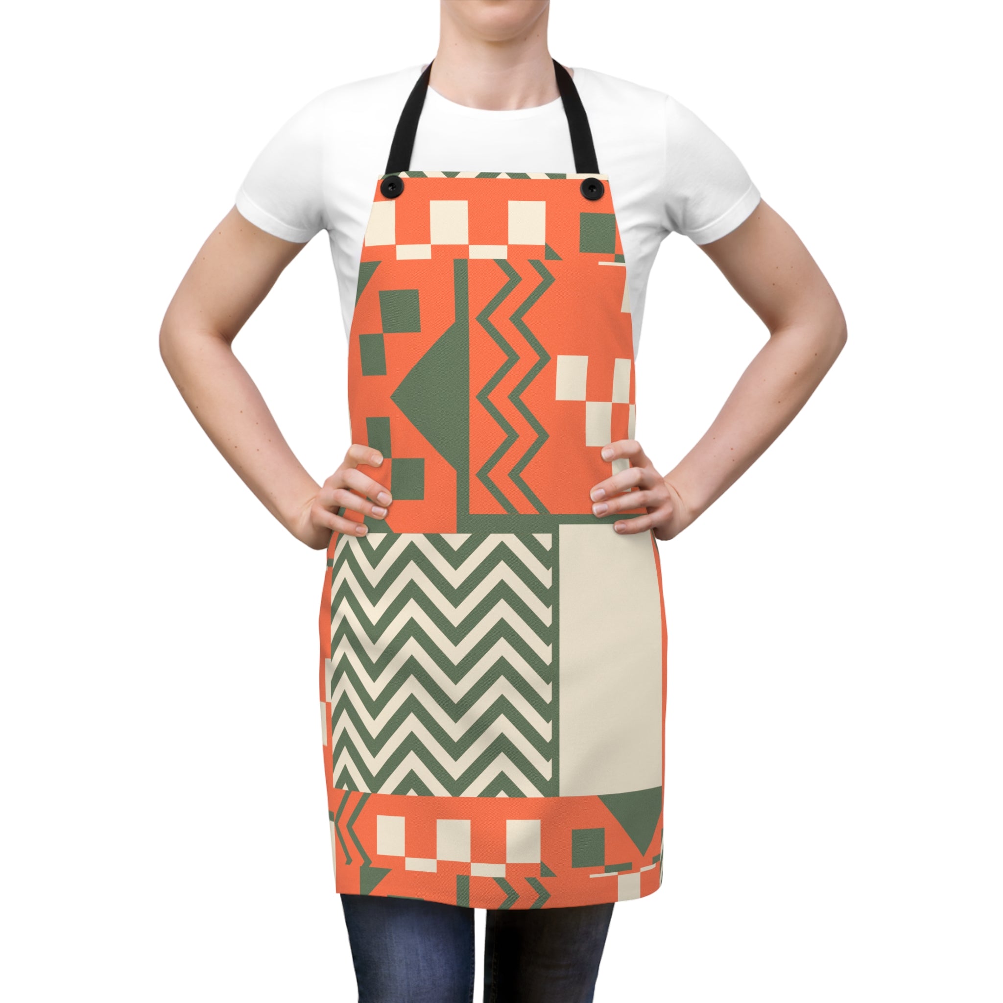 Orange and Green Ethnic Patterns, Unisex Apron, Apron for Her, Apron for Him, Food Lover, Kitchen Accessories