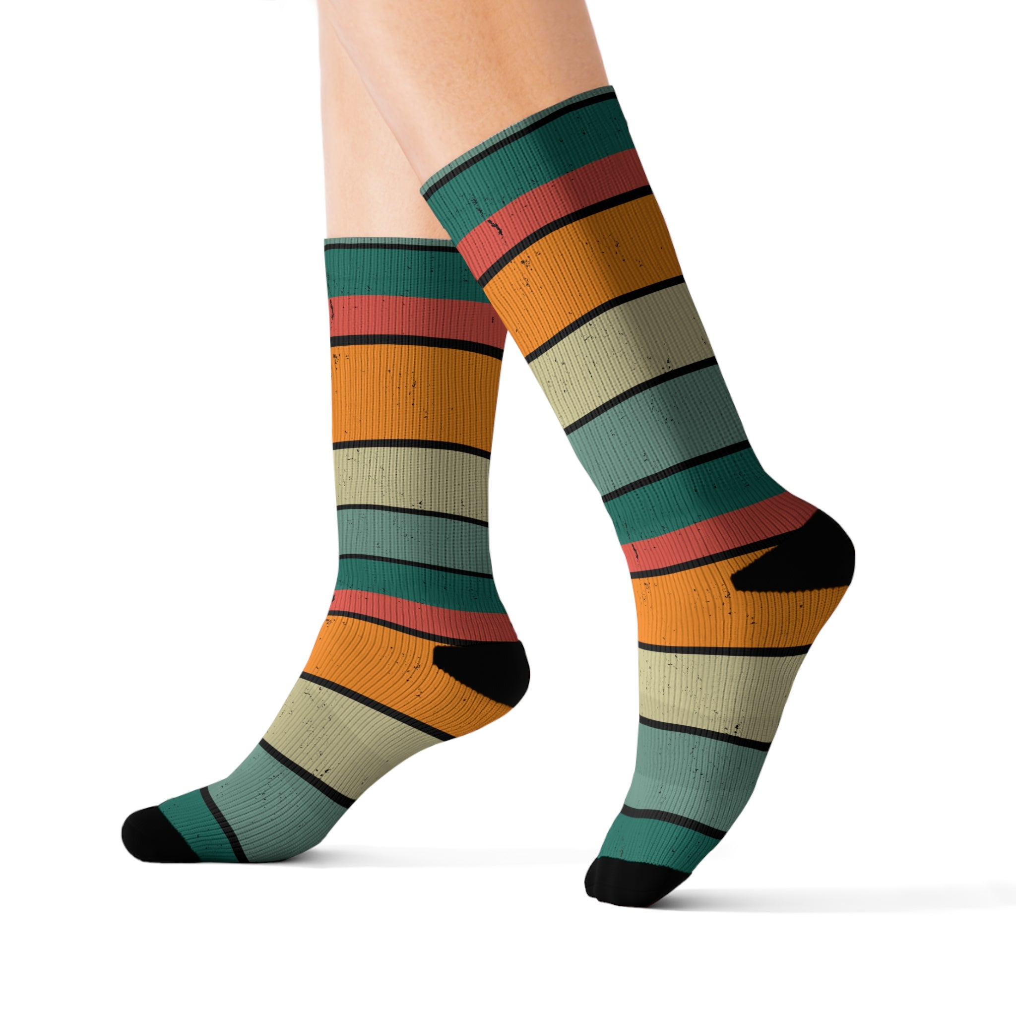 Colorful Retro Classic Striped Socks, Cute Athletic Crew socks, Patterned Socks Warm Crew Socks, Socks for everyday wear