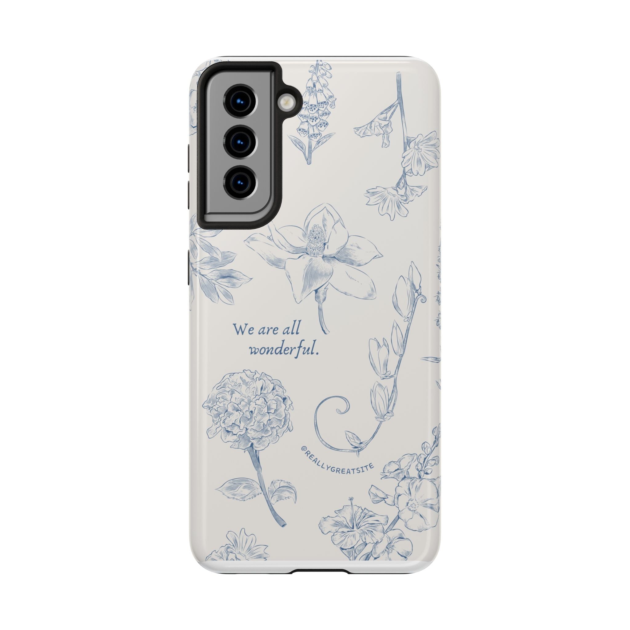 Dusty Blue Cream " We Are All Wonderfull", Elegant Phone Cases, Stylish Phone Covers, Chic Phone Protectors, Fashionable Case for Her, Trendy Smartphone Accessories