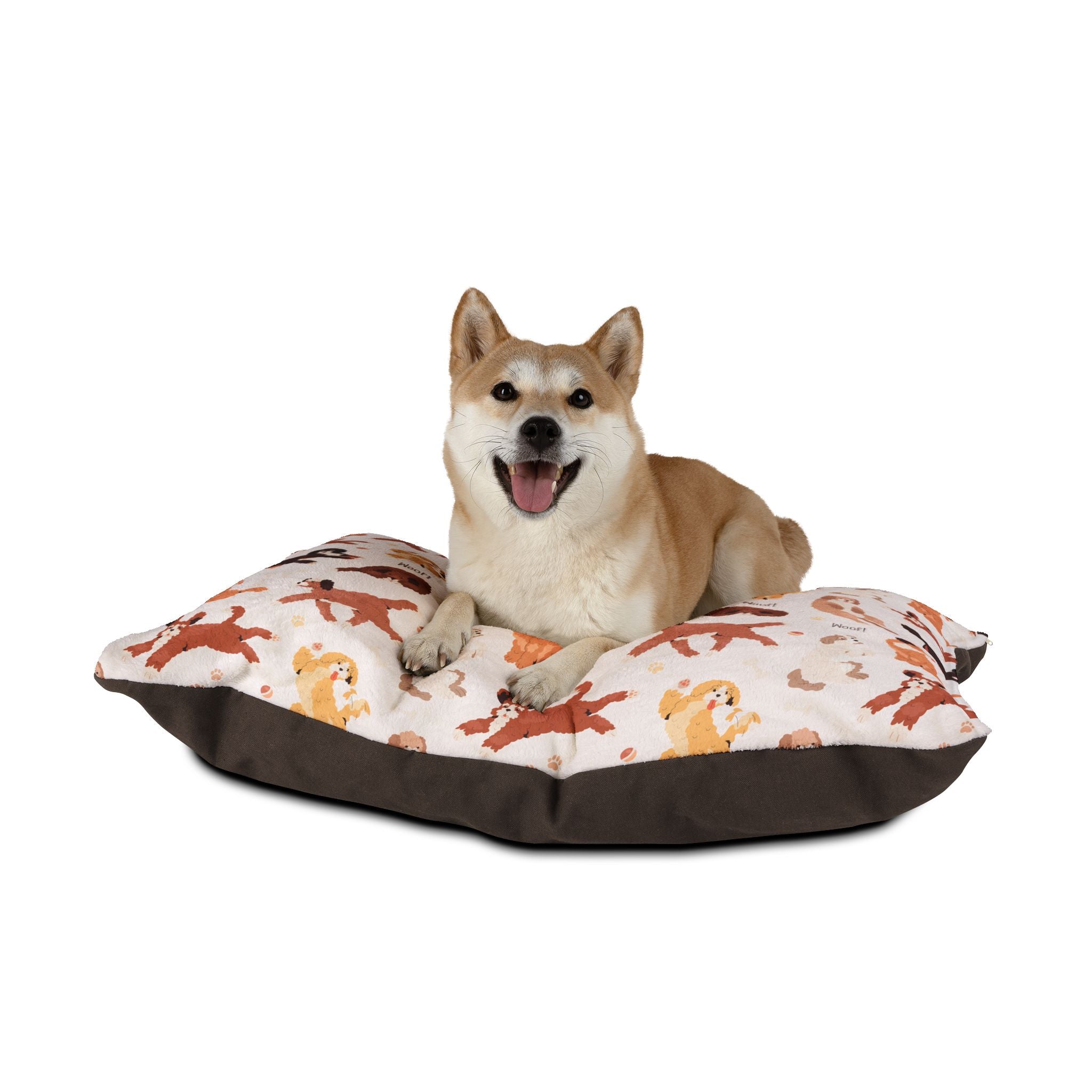 Cute Dog Pattern Pattern Pet Bed - Cat and Dog Bed, Anti-Anxiety Pet Bed, Calming Dog Bed for Puppy, Cozy Cat Bed, Fluffy Dog Beds, Washable Puppy Bed for Indoor Pets