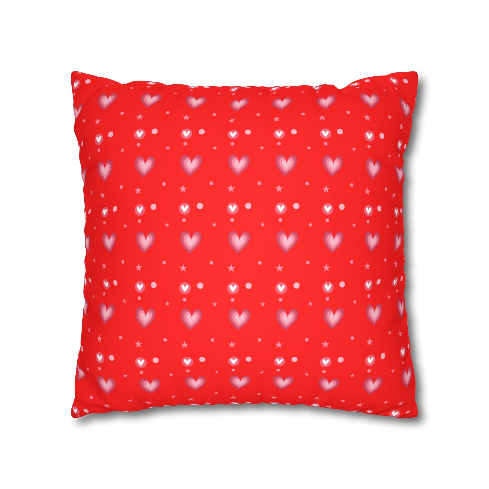 Square Pillowcase - Hearts Valentines - Decorative Pillows Cushion Covers for Couch Chair Bedroom Valentines Decorative, Faux Suede, Home Decor