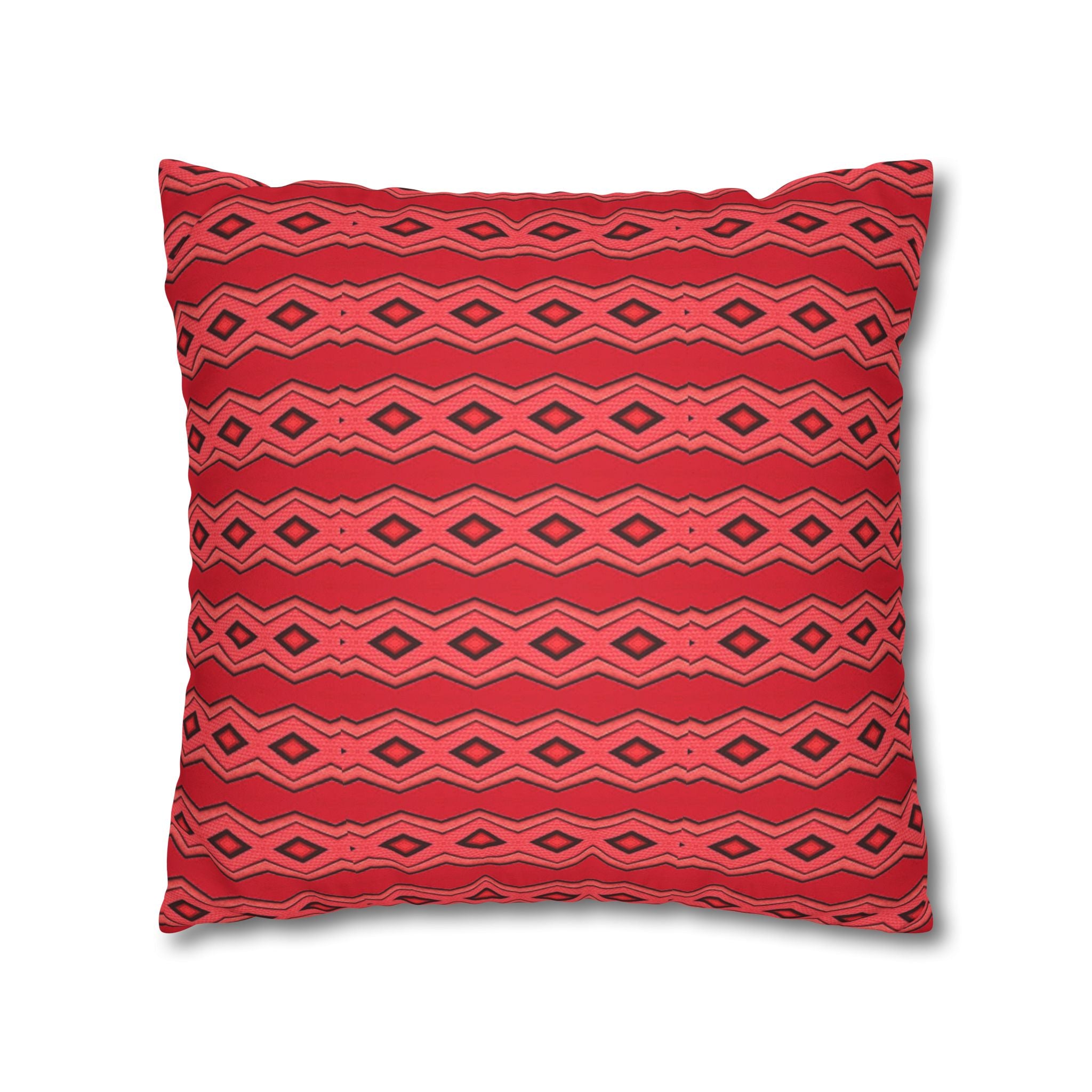Square Pillowcase - Red Vintage Pattern - Decorative Pillows Cushion Covers for Couch Chair Bedroom Valentines Decorative, Faux Suede, Home Decor