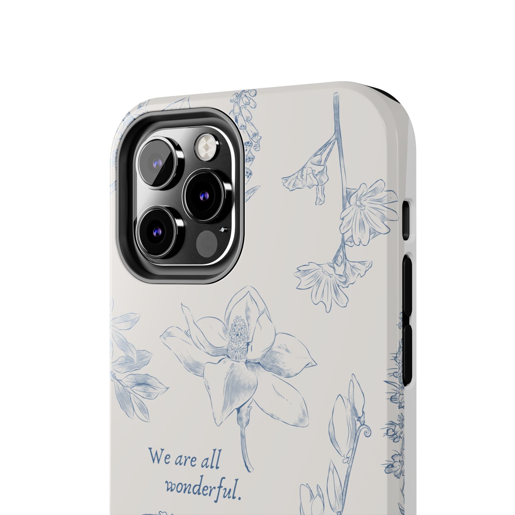 Dusty Blue Cream " We Are All Wonderfull", Elegant Phone Cases, Stylish Phone Covers, Chic Phone Protectors, Fashionable Case for Her, Trendy Smartphone Accessories