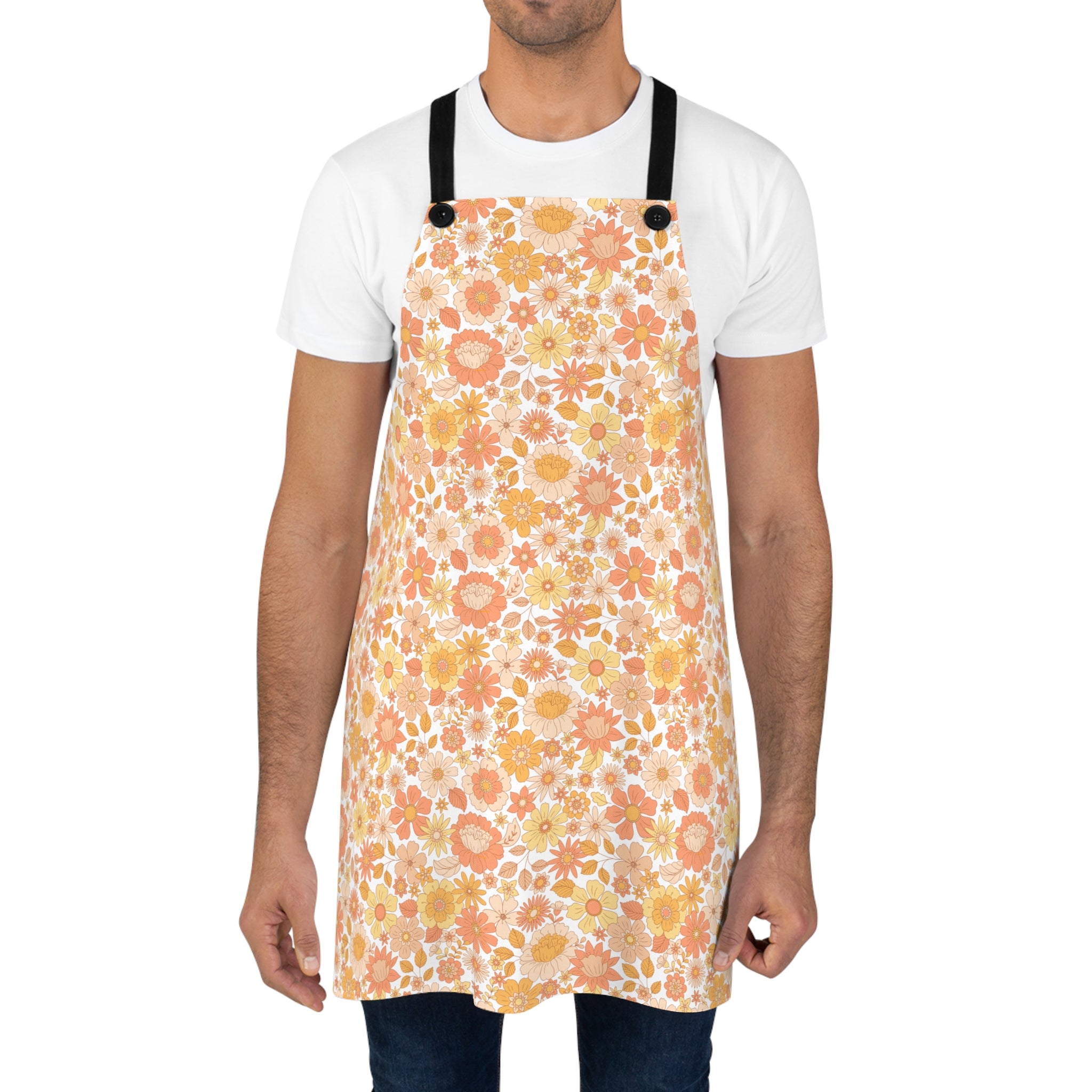 Retro Floral Design, Unisex Apron, Apron for Her, Apron for Him, Food Lover, Kitchen Accessories