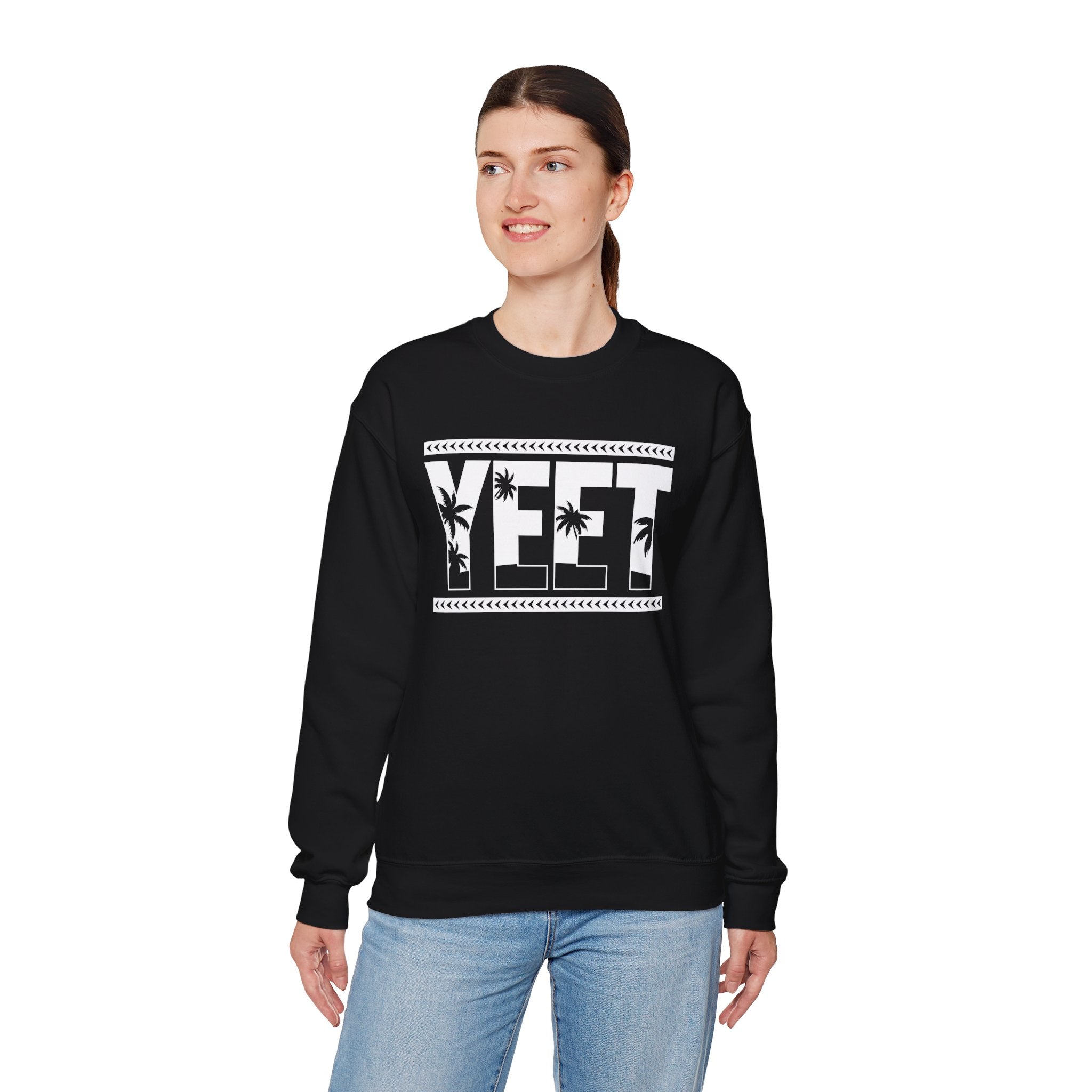 White Yeet Sweatshirt, Wrestling Fan Unisex Sweatshirt - Gift for Him or Her, Casual Outwear, Heavy Blend Crewneck Sweatshirt