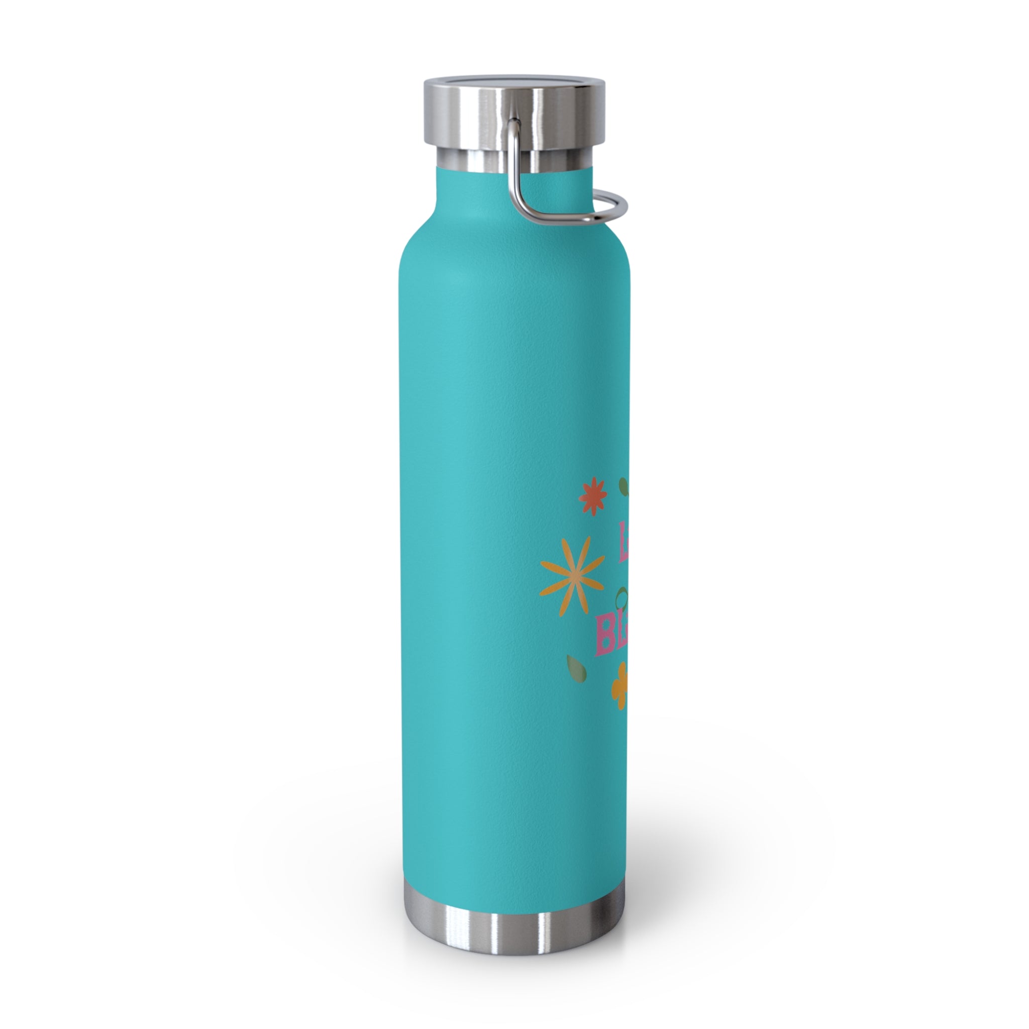 "Let Life Bloom"  Copper Water Bottle, Inspirational Quote, Gift Tumbler, 22oz, Motivational Drinkware, Stainless Steel Thermos