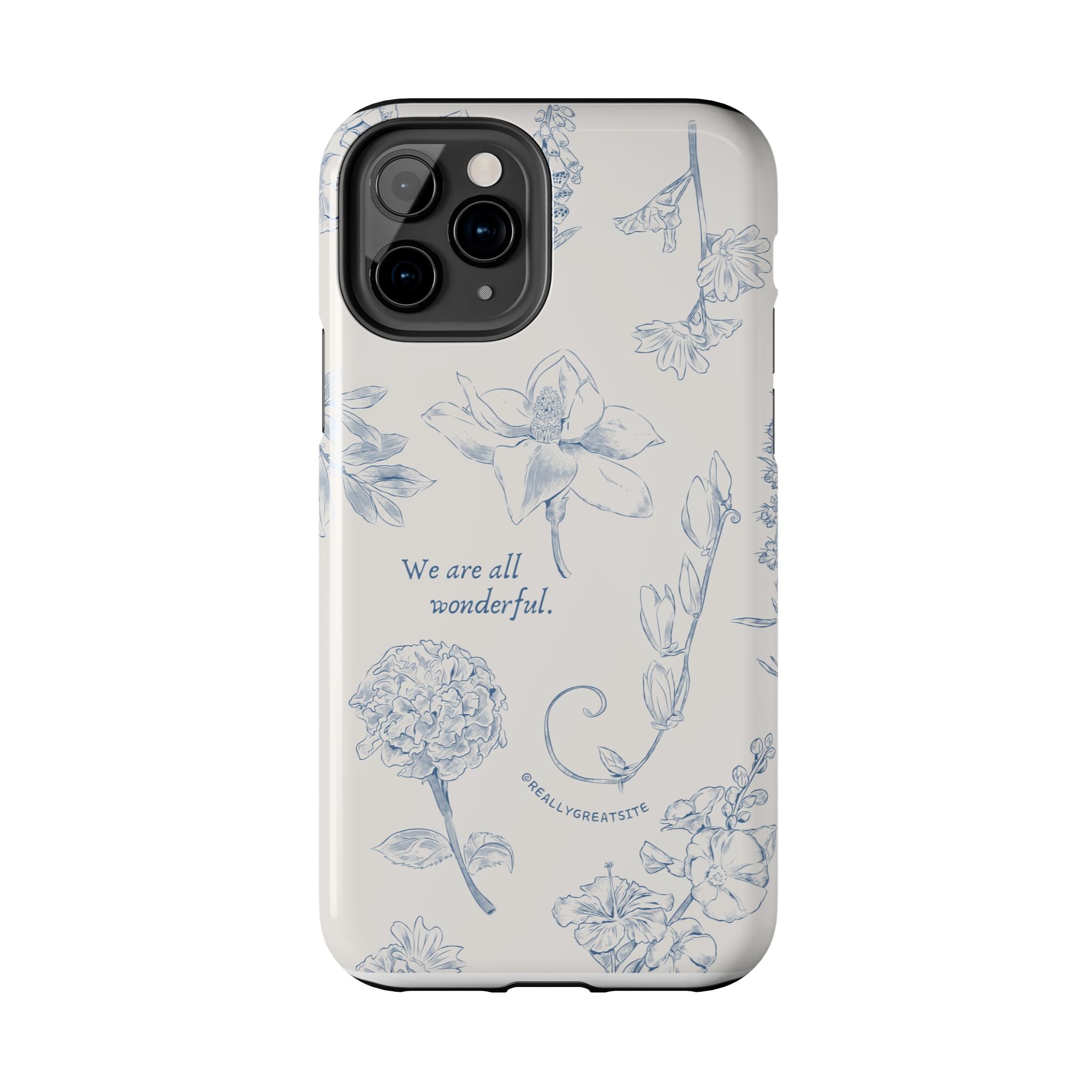 Dusty Blue Cream " We Are All Wonderfull", Elegant Phone Cases, Stylish Phone Covers, Chic Phone Protectors, Fashionable Case for Her, Trendy Smartphone Accessories