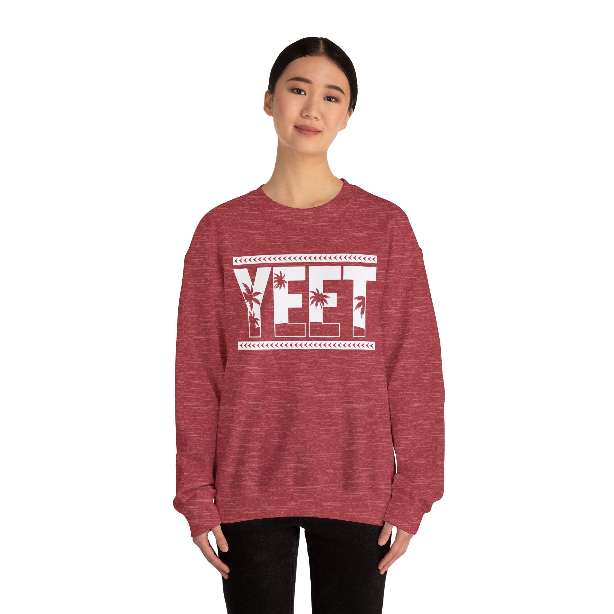 White Yeet Sweatshirt, Wrestling Fan Unisex Sweatshirt - Gift for Him or Her, Casual Outwear, Heavy Blend Crewneck Sweatshirt