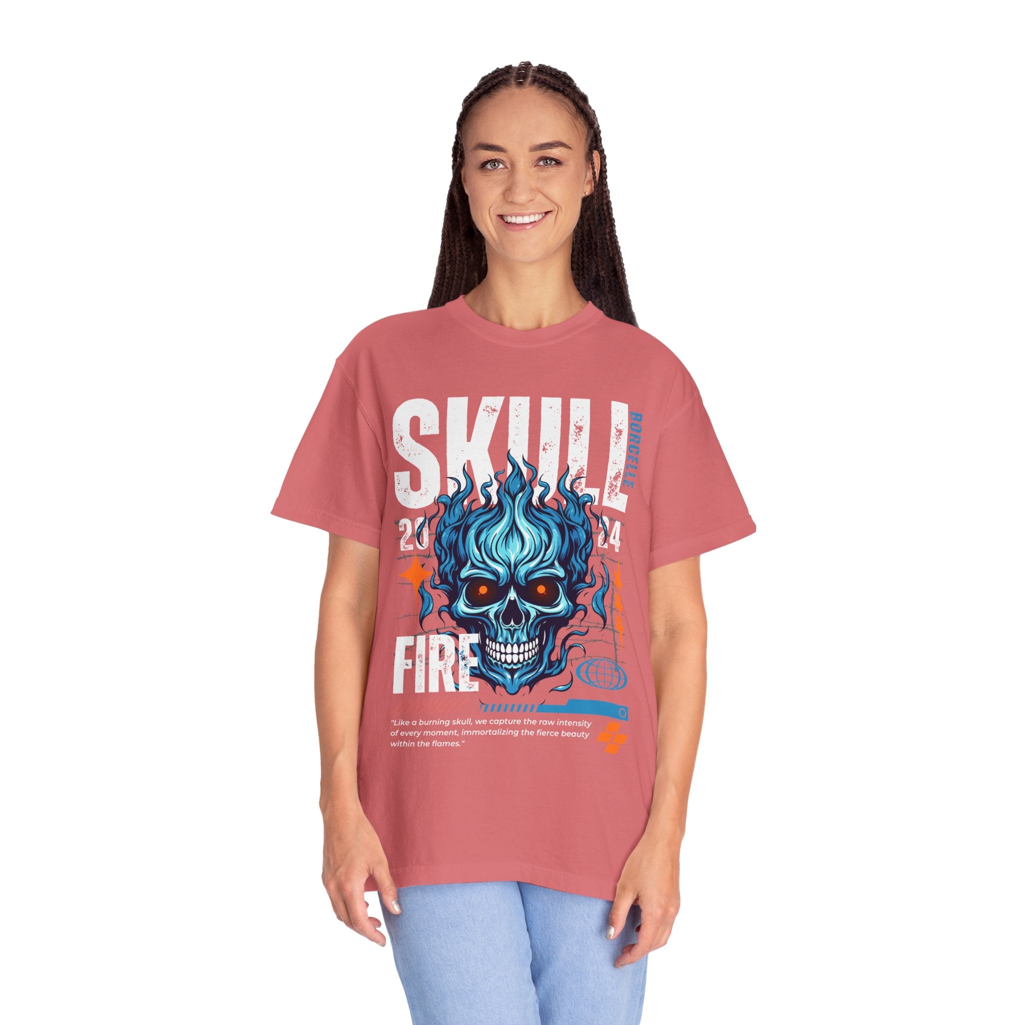 Skull Fire, Graphic Design Unisex T-shirt, Casual Cotton Outwear, Gift for Him- Gift for Her, Stylish Tee, Cool Shirt, Trendy Apparel, Comfortable Top,