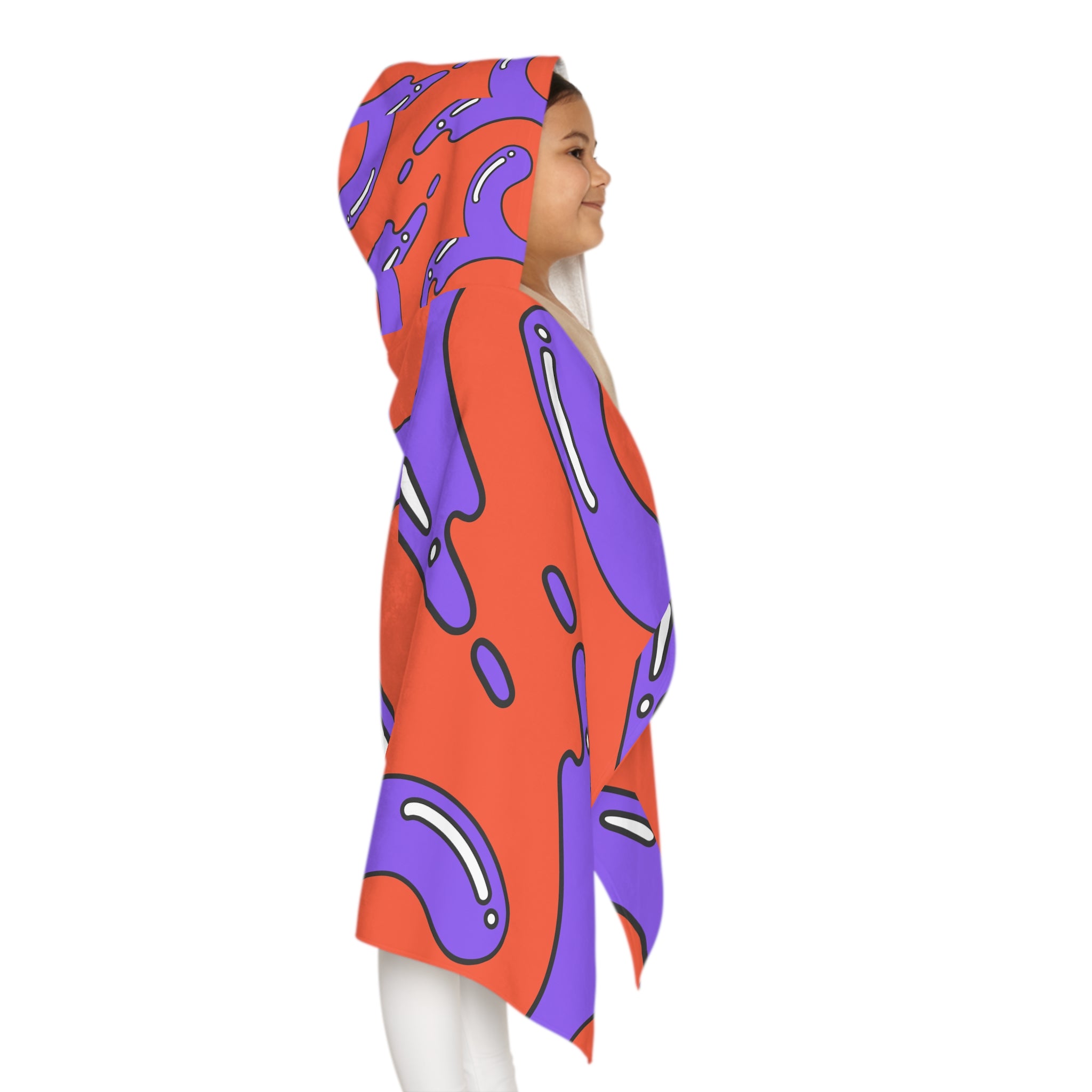 Orange and Violet Design Hooded Towel, Cute Designs - Youth Hooded Towel