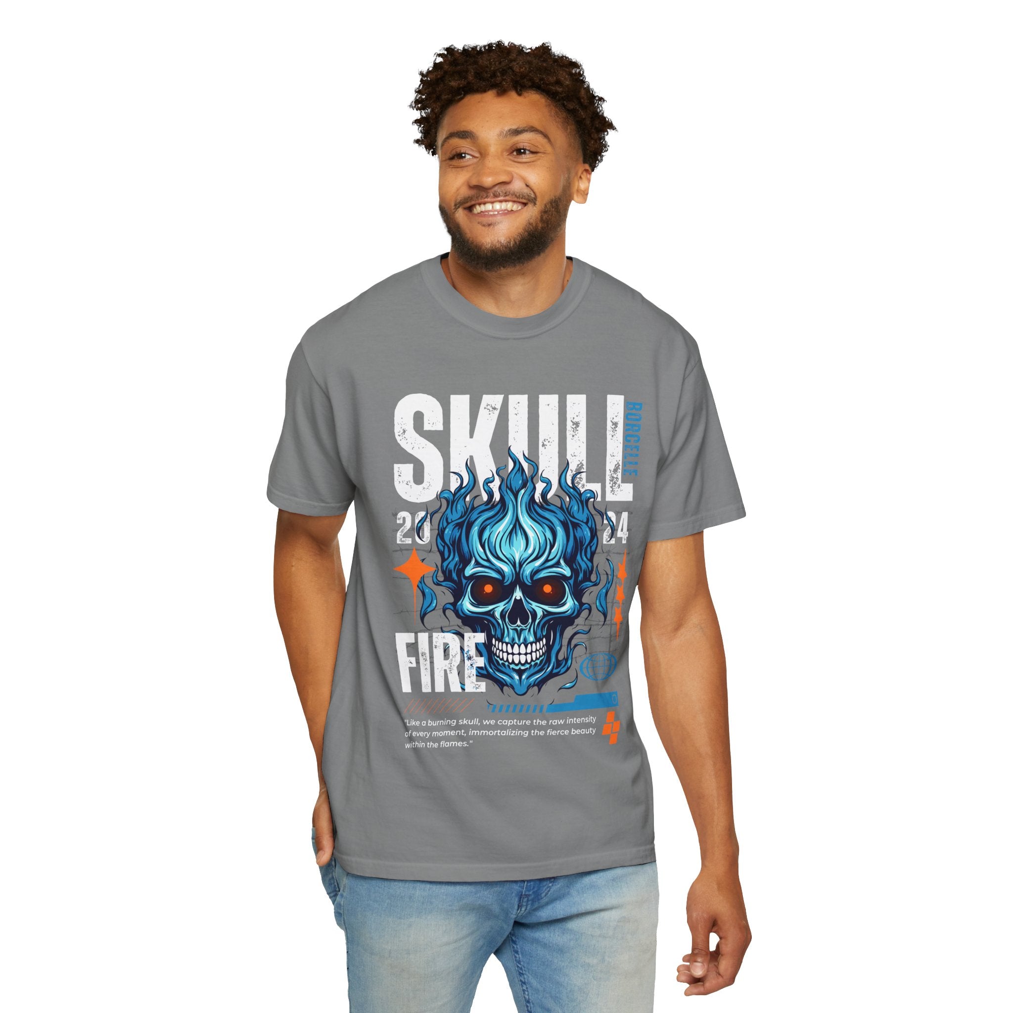 Skull Fire, Graphic Design Unisex T-shirt, Casual Cotton Outwear, Gift for Him- Gift for Her, Stylish Tee, Cool Shirt, Trendy Apparel, Comfortable Top,