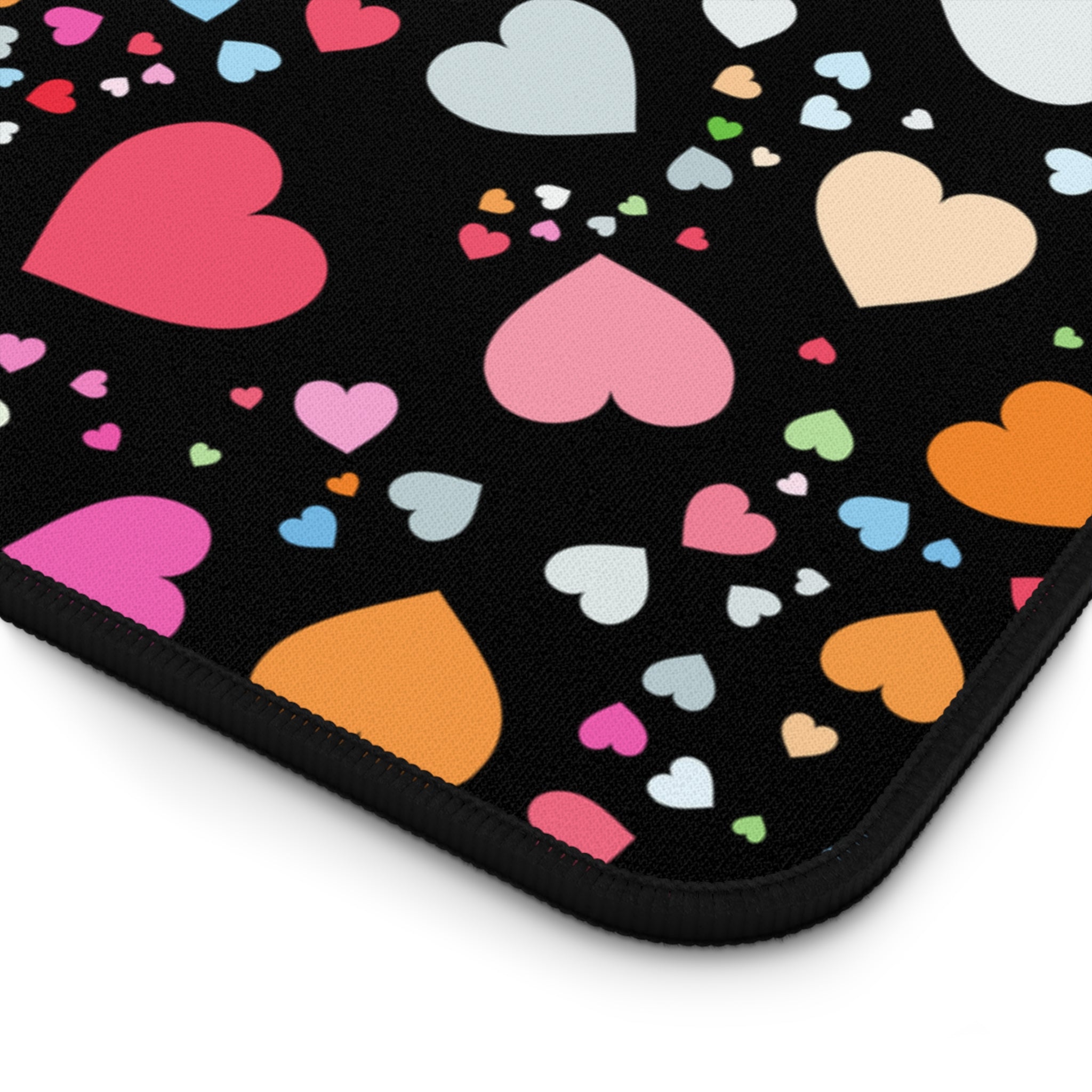 Colorful Heart Pattern, Valentines Gift, Mouse Pad, Desk Matt for Desktop, Cute Desk Pad Mat, XXL Large Mouse Pad for Desk, Anti-Slip Big Mousepad with Stitched Edges, Keyboard Pad Mouse Mat for Computer