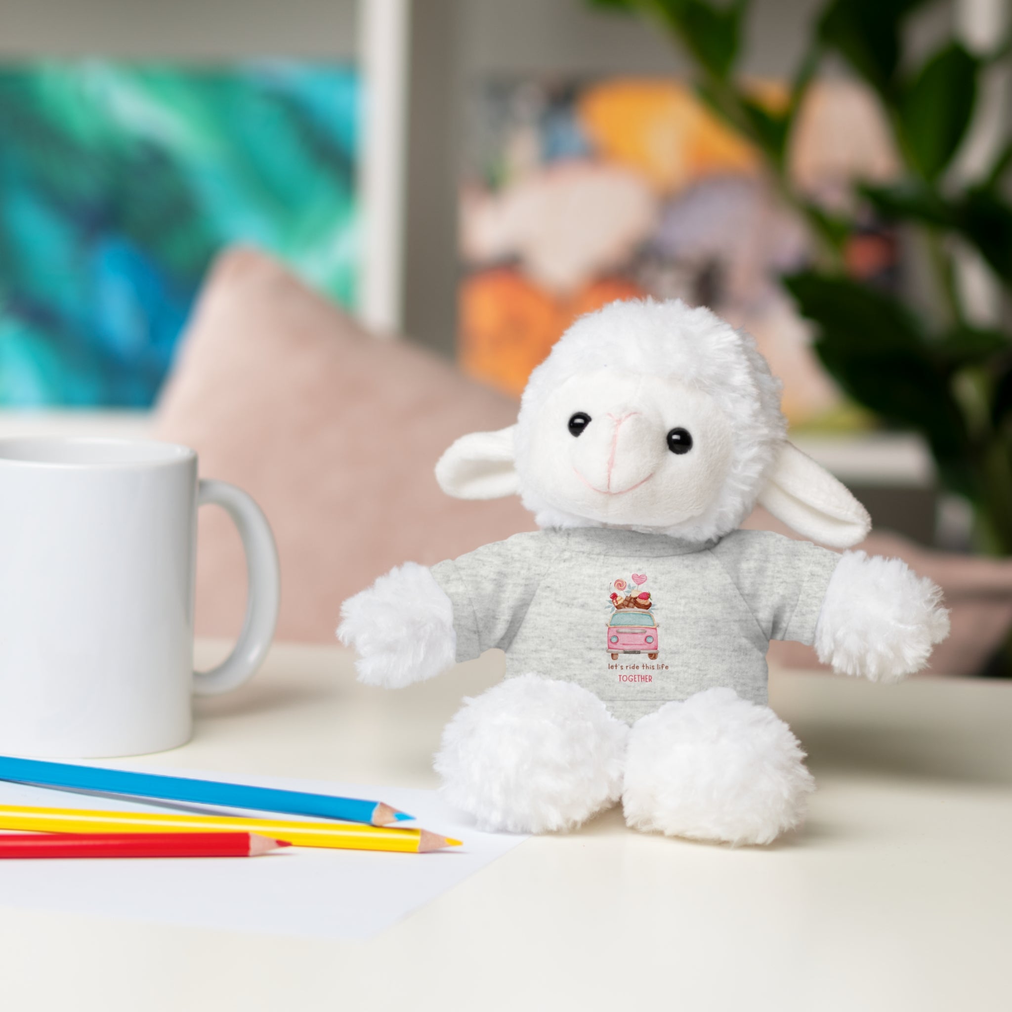 Colorful Bus with Sweet Treats Valentines Day Gifts for Her Him Kids Girlfriend Boyfriend Wife Mom Fiancée, Valentines Gifts for Women, Valentine's Day Teddy Bear, Funny Cute Stuffed Animal Plush Present for Birthday