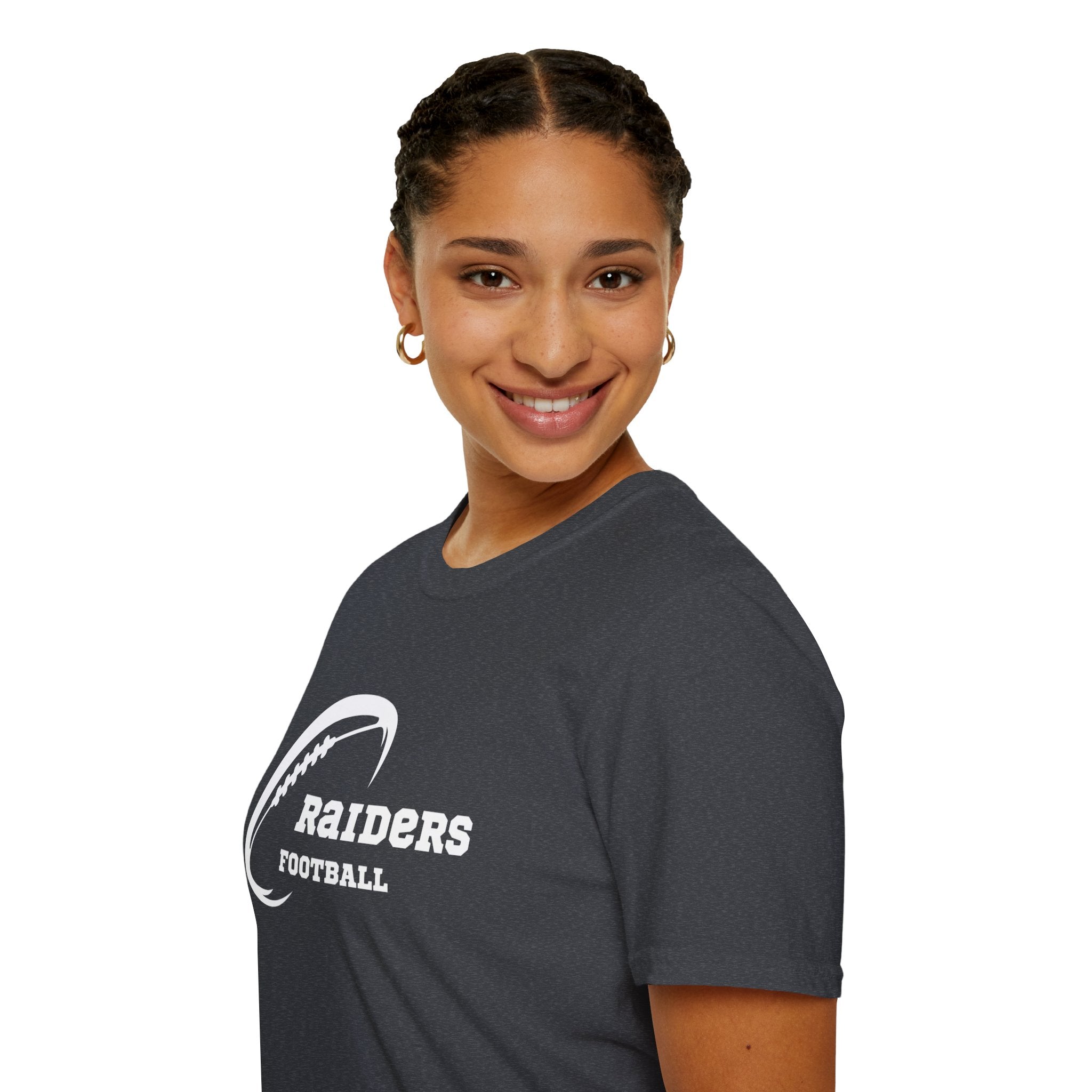 All White Raiders Fan Football Shirt, Unisex Softstyle T-Shirt, Football Fan Tee, Football Fan Gift, Sports Fan Apparel