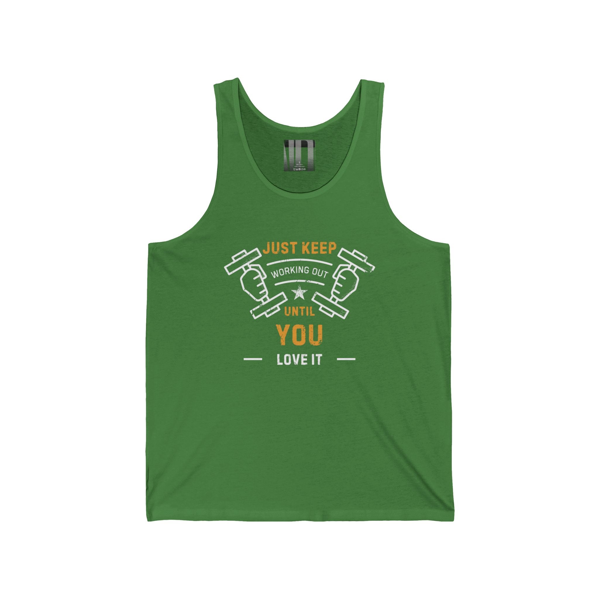 Just Keep Working Out Until You'll Love It, Gym Dudes Tank Top, Workout Sleeveless Shirt, Fitness Muscle Tee, Athletic Unisex Jersey Tank, Bodybuilding Tank, Exercise Vest