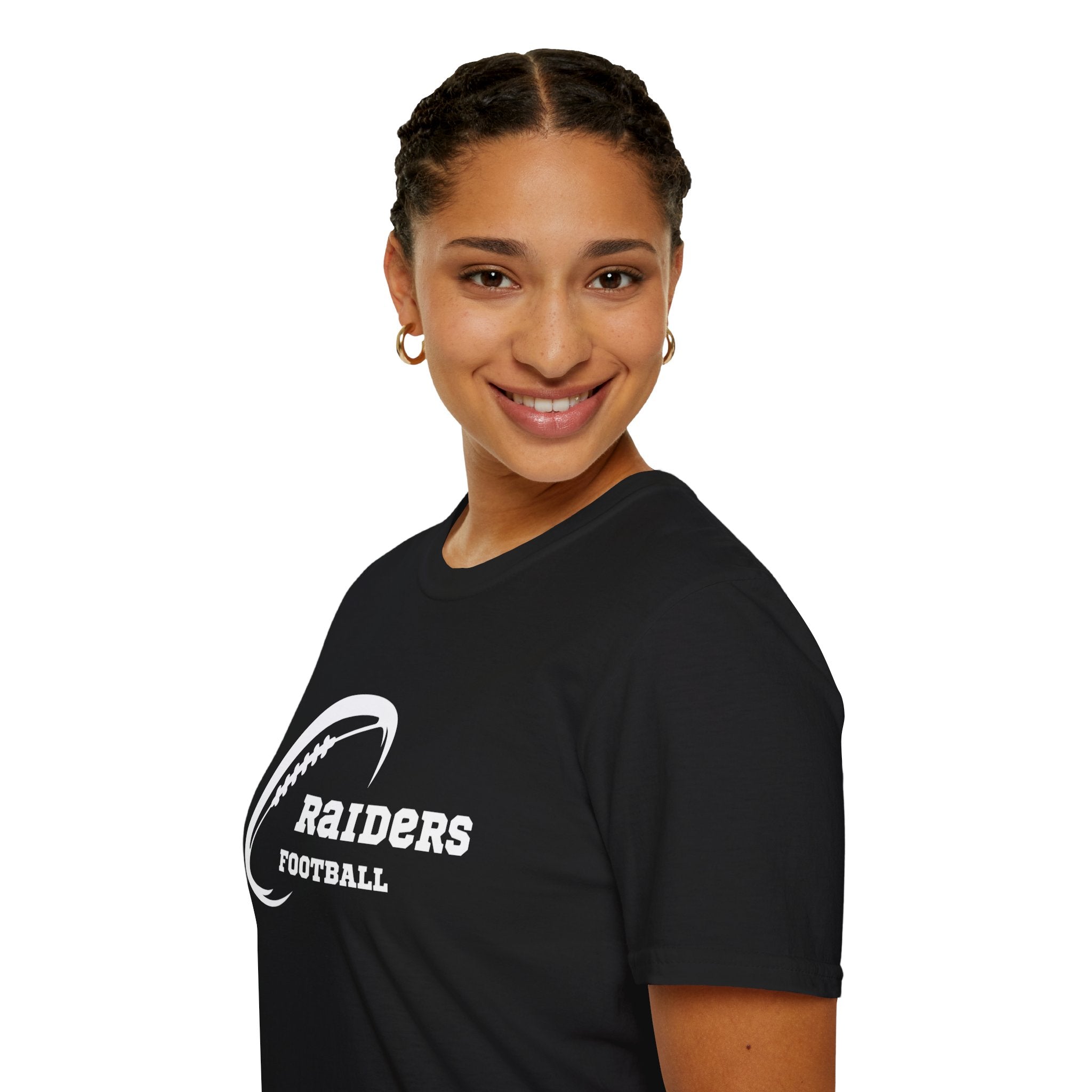 All White Raiders Fan Football Shirt, Unisex Softstyle T-Shirt, Football Fan Tee, Football Fan Gift, Sports Fan Apparel