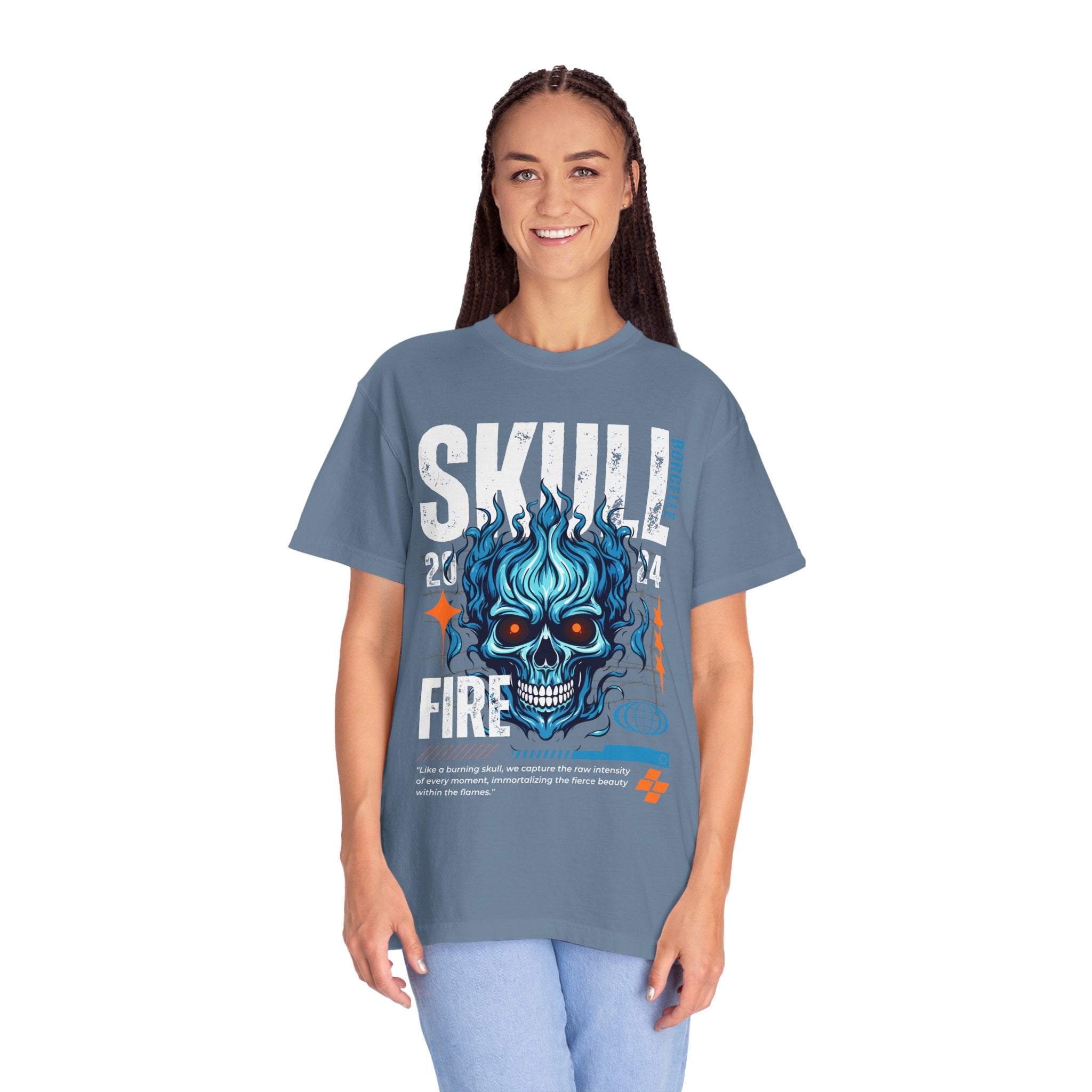 Skull Fire, Graphic Design Unisex T-shirt, Casual Cotton Outwear, Gift for Him- Gift for Her, Stylish Tee, Cool Shirt, Trendy Apparel, Comfortable Top,