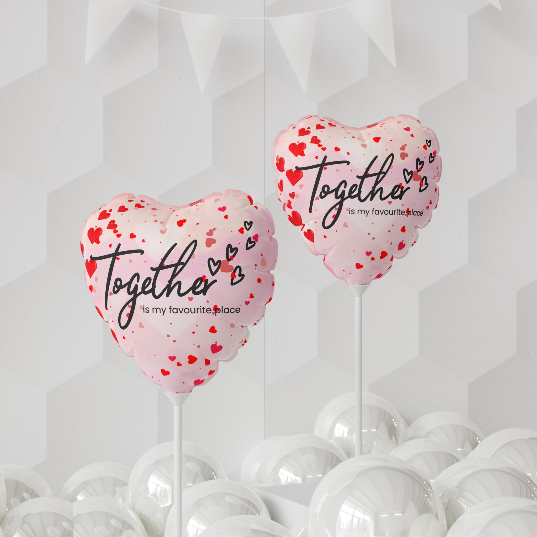 Happy  Valentine's Day- Red-White- Balloons, Romantic Heart-Shaped Decorations and Words, Love Party Supplies, Anniversary Celebration