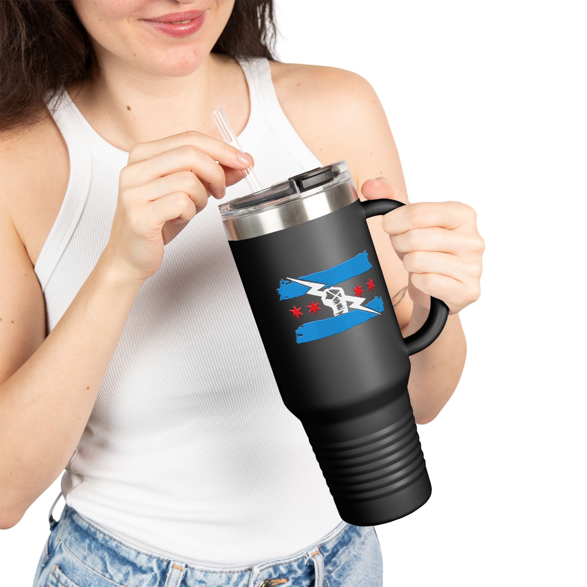 CM Punk Fag Blue-Red-White Graphic Design,  Insulated Travel Mug, Gift for Her Gift for Him - 40oz, Gift for Her, Gift for Him