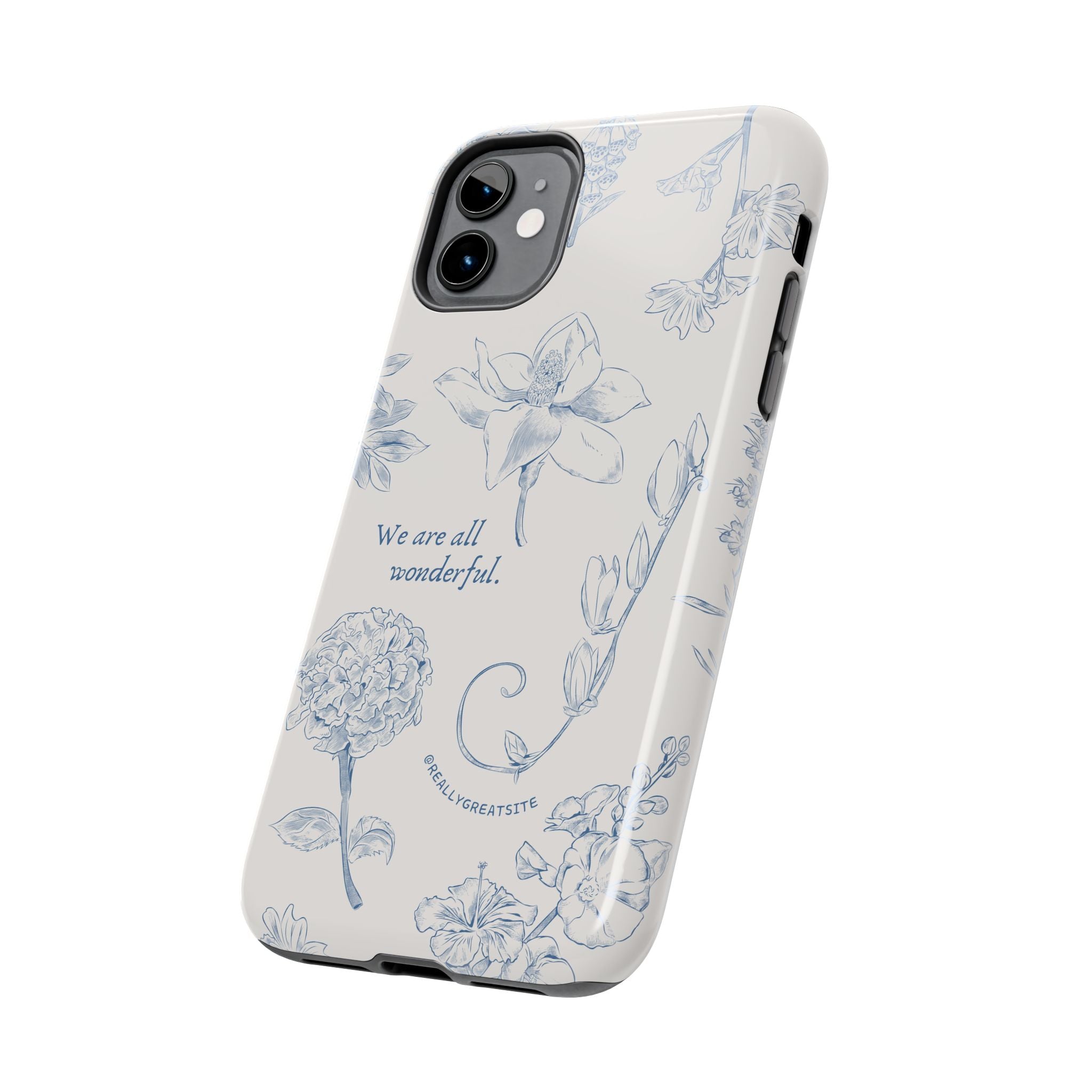 Dusty Blue Cream " We Are All Wonderfull", Elegant Phone Cases, Stylish Phone Covers, Chic Phone Protectors, Fashionable Case for Her, Trendy Smartphone Accessories