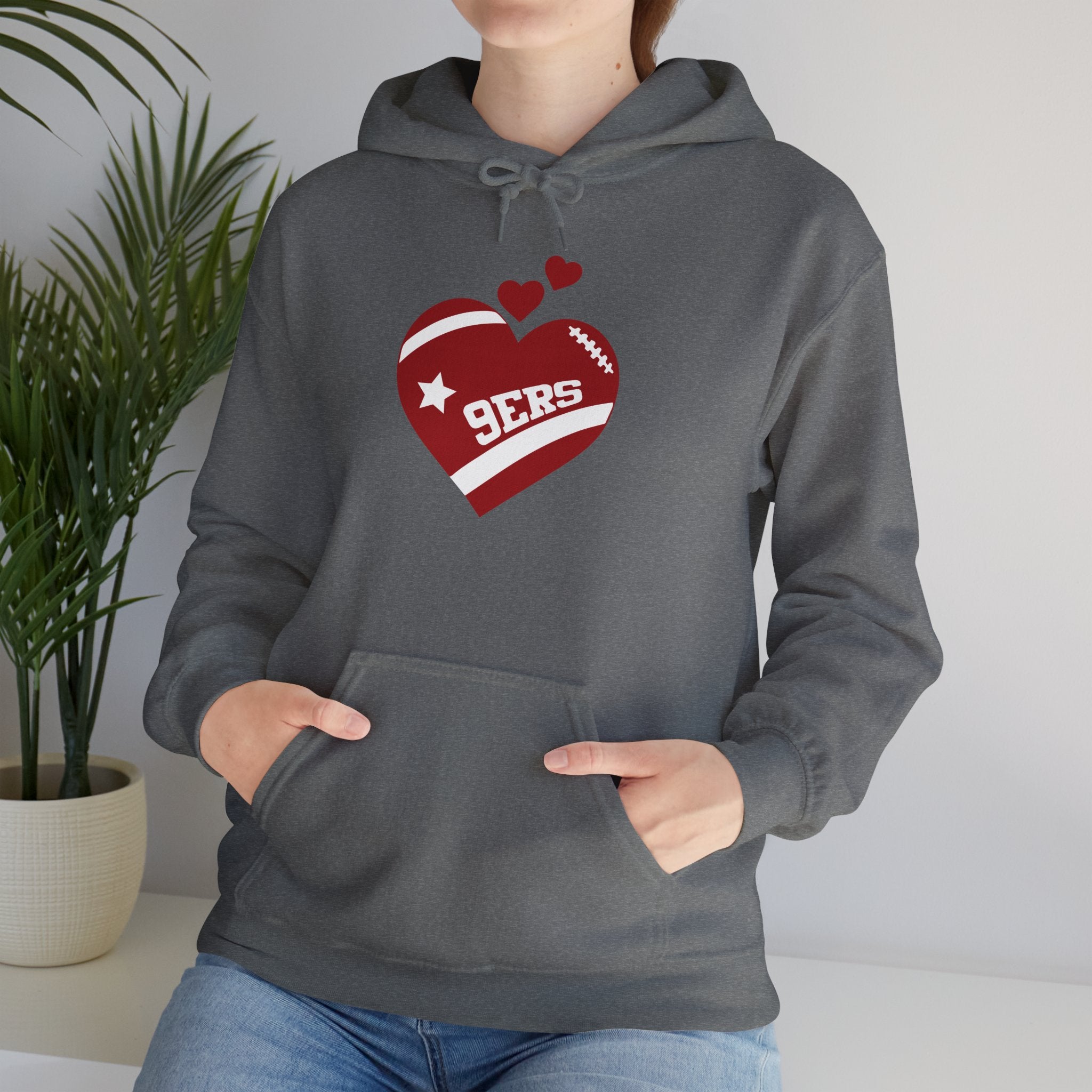 Cute Heart San Francisco Football Hoodies, SF Sports Team Sweatshirt, Football Fan Shirt, Hoodie Gift for Him-Her