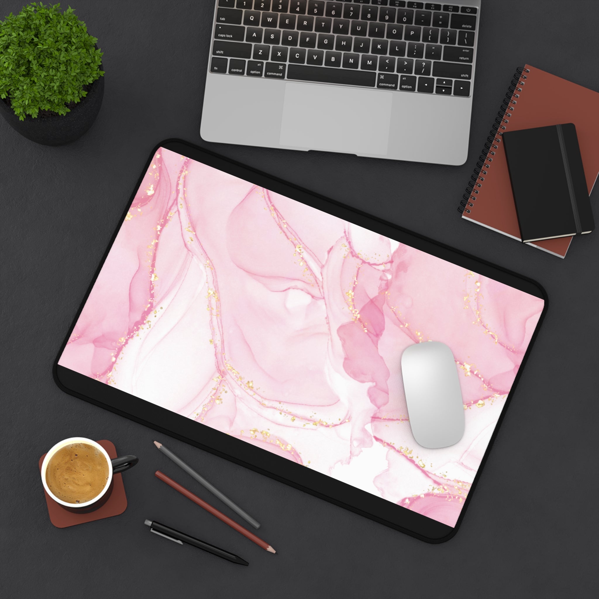 Pink Marble Design Valentines Gift, Mouse Pad, Desk Matt for Desktop, Cute Desk Pad Mat, XXL Large Mouse Pad for Desk, Anti-Slip Big Mousepad with Stitched Edges, Keyboard Pad Mouse Mat for Computer