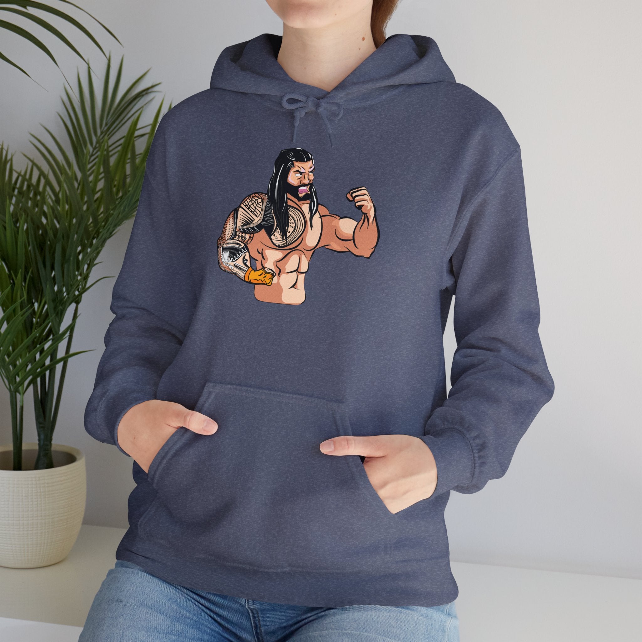 Roman Reigns Cartoon Design Hoodies, Gift for Her - Gift for Him, Sports Fan Wrestling Unisex Hooded Sweatshirt, Casual Outwear