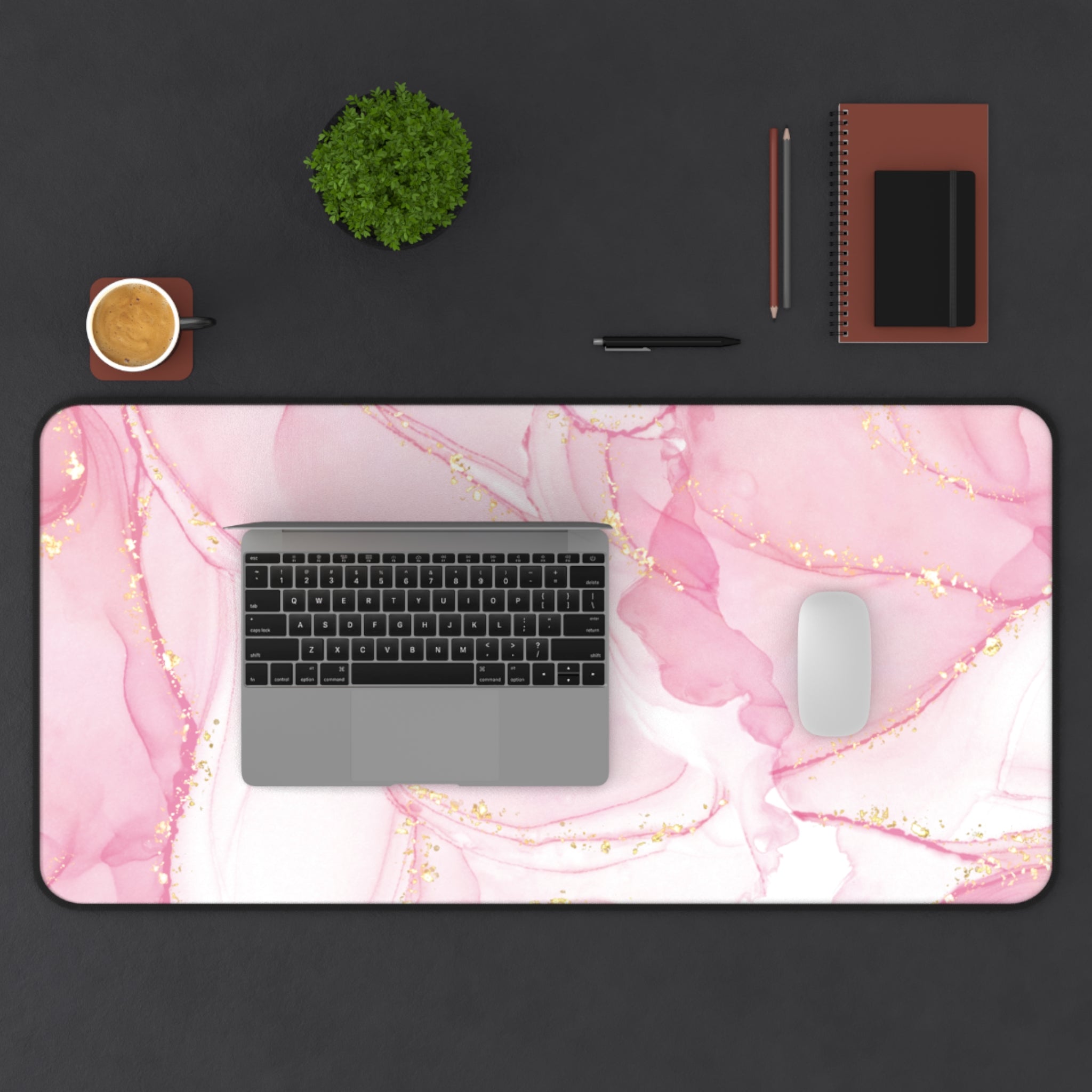 Pink Marble Design Valentines Gift, Mouse Pad, Desk Matt for Desktop, Cute Desk Pad Mat, XXL Large Mouse Pad for Desk, Anti-Slip Big Mousepad with Stitched Edges, Keyboard Pad Mouse Mat for Computer