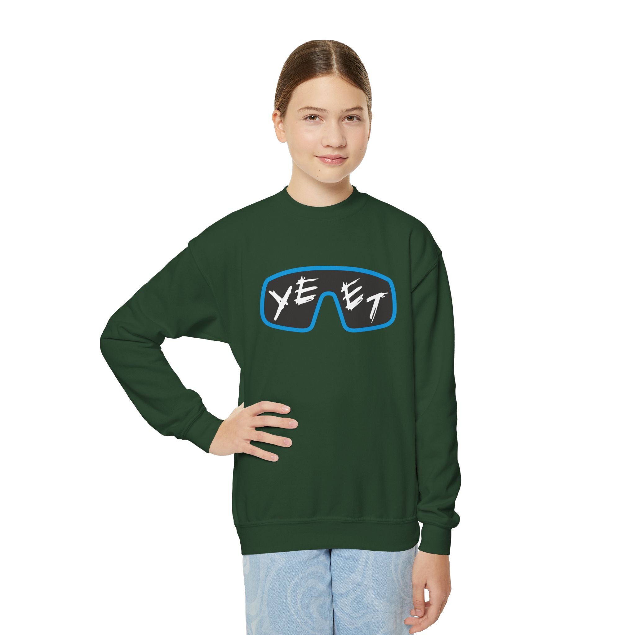 Yeet Glasses Design, Youth Sports Fan Crewneck Sweatshirt for Kids, Perfect Gift for Kids, Unisex Sweatshirt, Casual Outwear