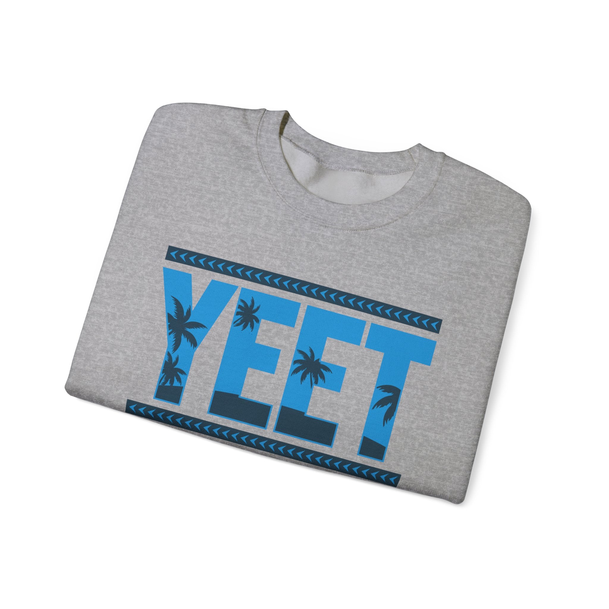 Blue Grey Yeet Palm Tree Sweatshirt, Wrestling Fan Unisex Sweatshirt - Gift for Him or Her, Casual Outwear, Heavy Blend Crewneck Sweatshirt