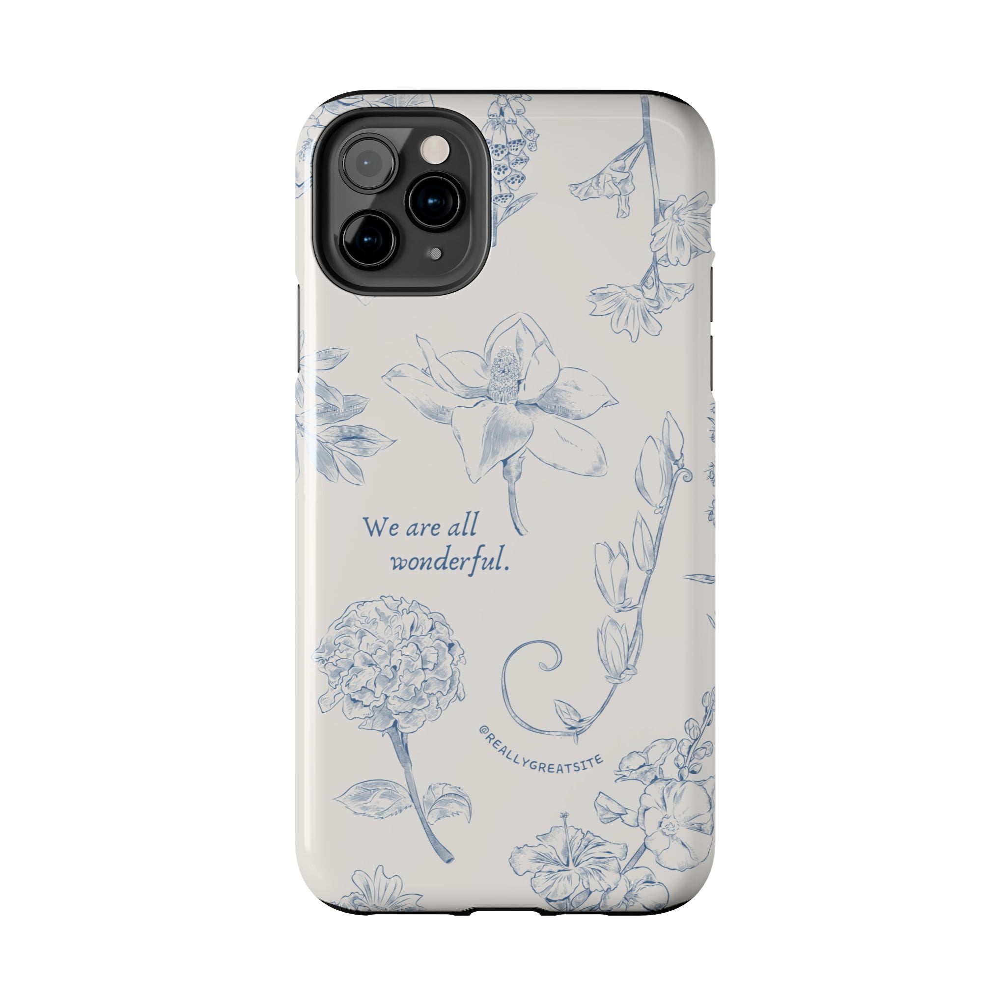 Dusty Blue Cream " We Are All Wonderfull", Elegant Phone Cases, Stylish Phone Covers, Chic Phone Protectors, Fashionable Case for Her, Trendy Smartphone Accessories