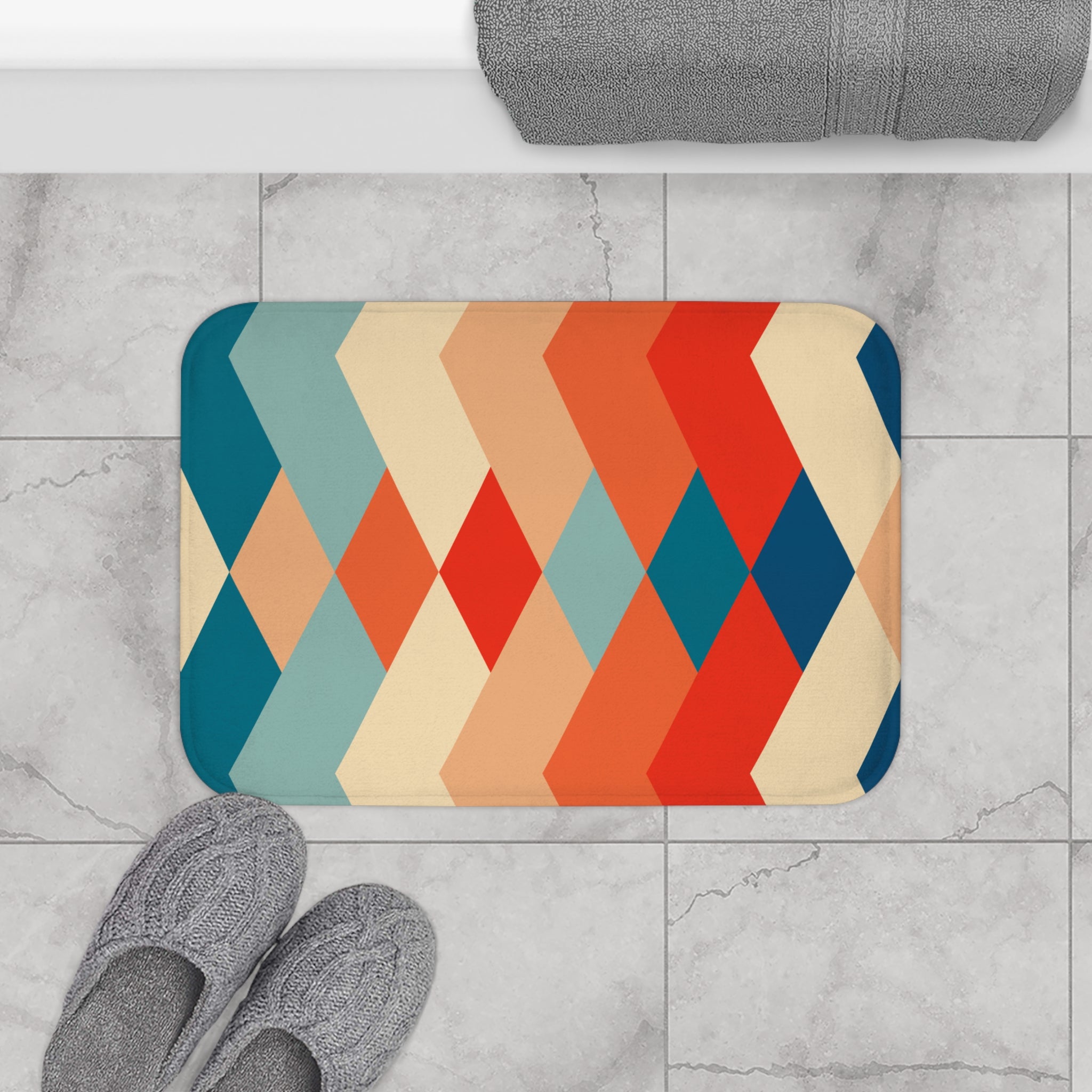 Vintage Pattern Memory Foam Microfiber Bath Mat - Extra Soft Non-Slip Plush Shaggy Rug, Machine Washable, Bathroom Floor