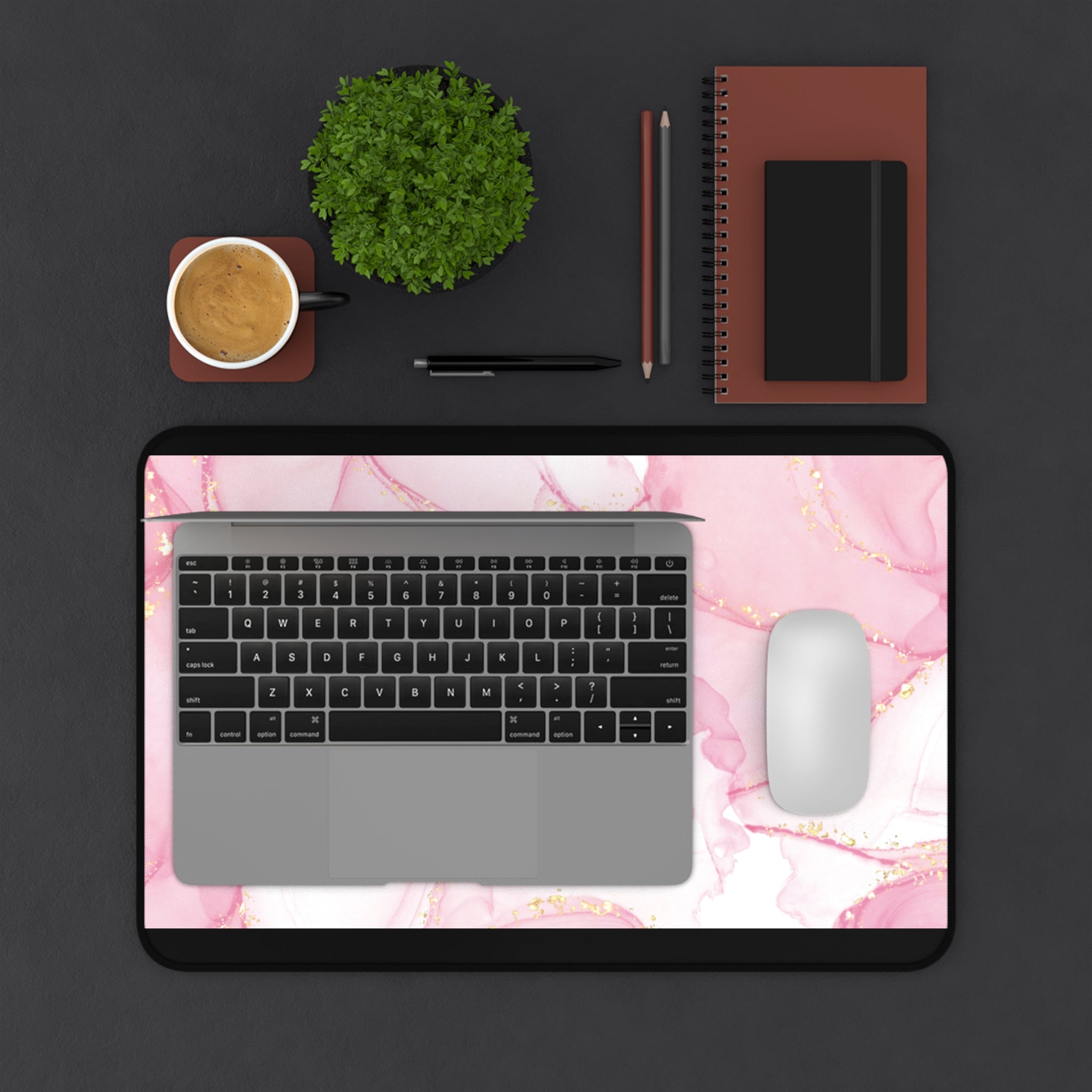 Pink Marble Design Valentines Gift, Mouse Pad, Desk Matt for Desktop, Cute Desk Pad Mat, XXL Large Mouse Pad for Desk, Anti-Slip Big Mousepad with Stitched Edges, Keyboard Pad Mouse Mat for Computer