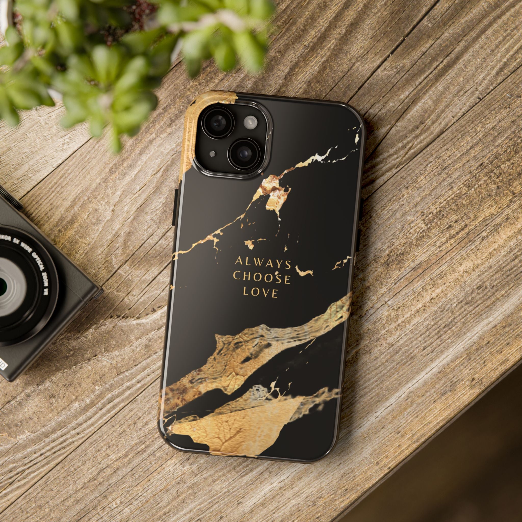 Black Gold Always Choose Love, Elegant Phone Cases, Stylish Phone Covers, Chic Phone Protectors, Fashionable Case for Her, Trendy Smartphone Accessories