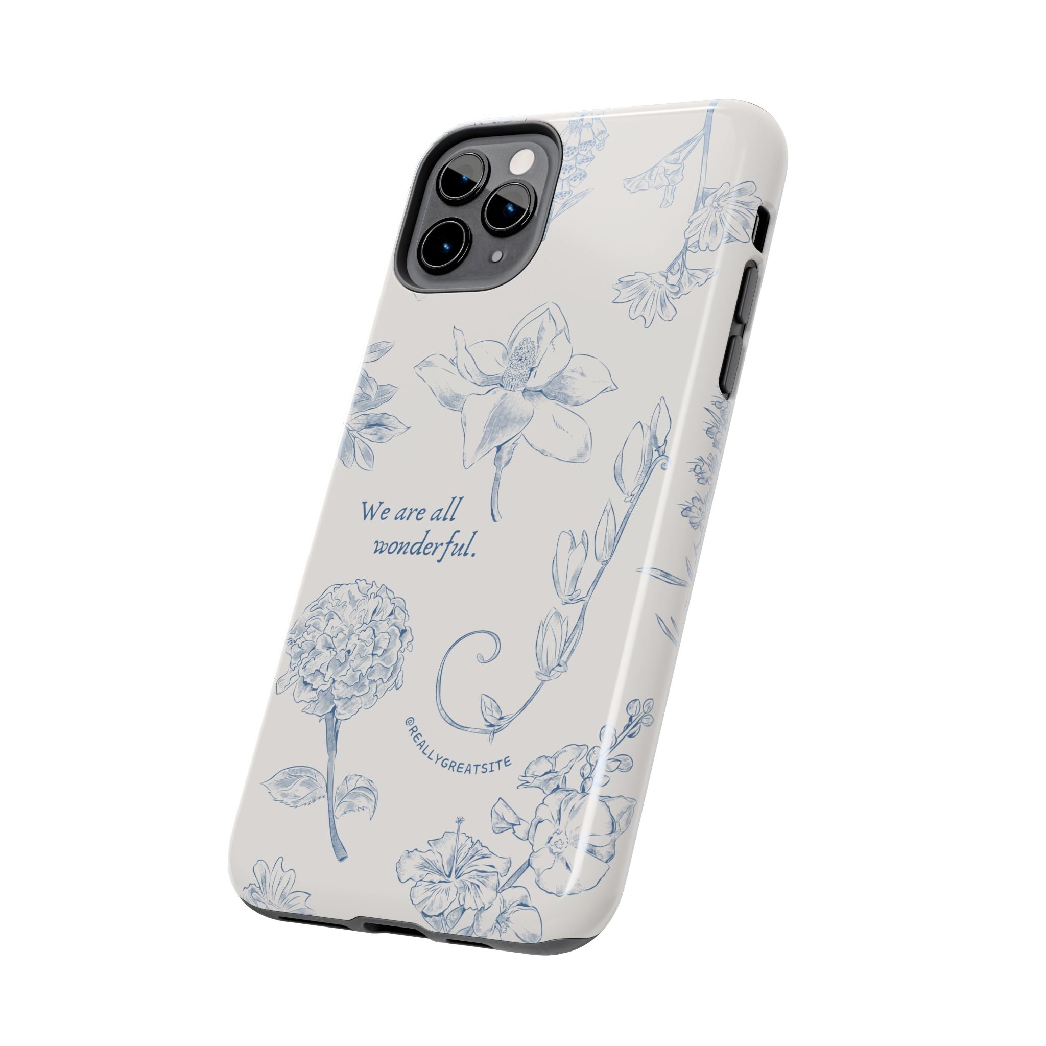 Dusty Blue Cream " We Are All Wonderfull", Elegant Phone Cases, Stylish Phone Covers, Chic Phone Protectors, Fashionable Case for Her, Trendy Smartphone Accessories