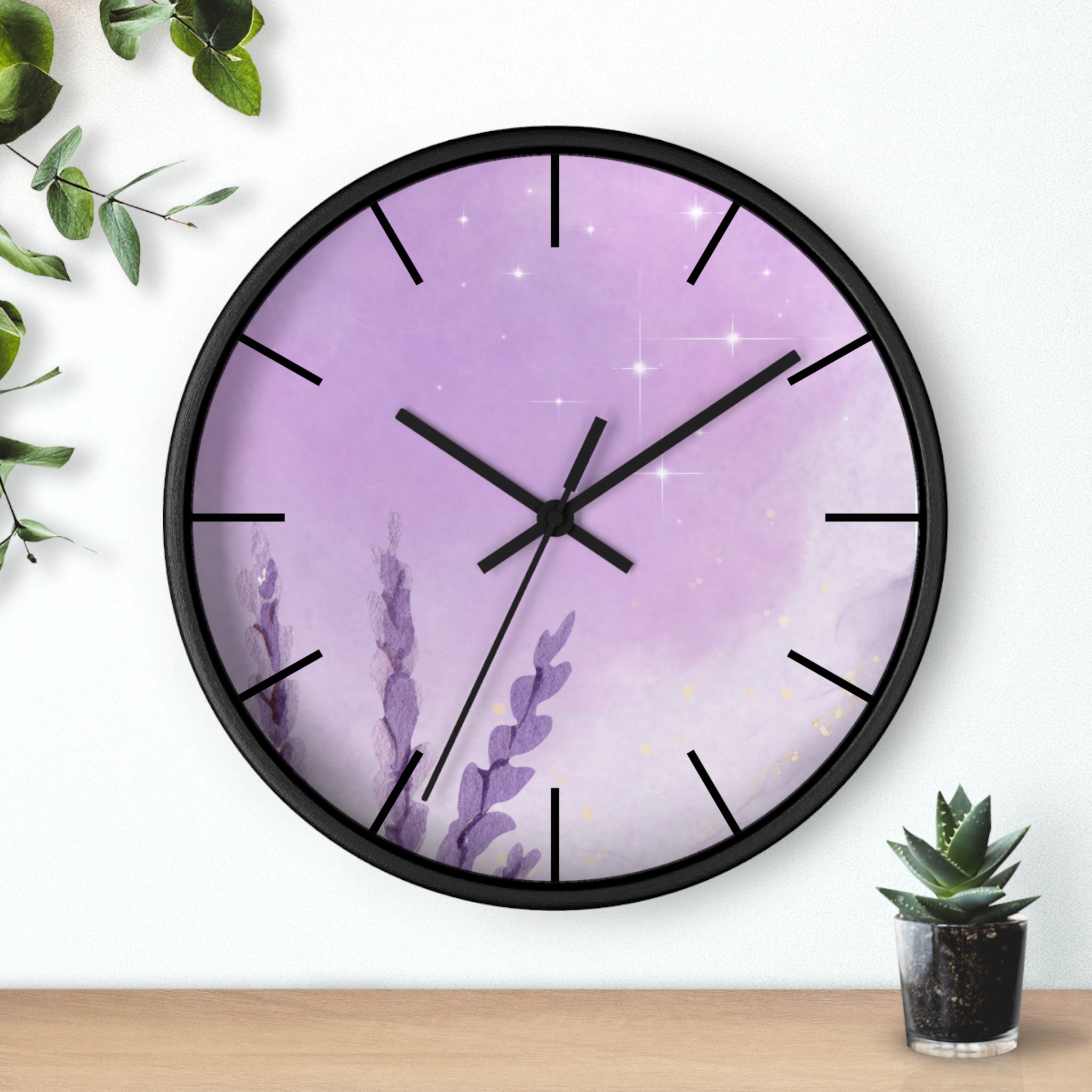 Purple Minimalist Elegant Wall Clock, Home Decor, Wall Art, Modern Decor for Home, Office, and Living Room