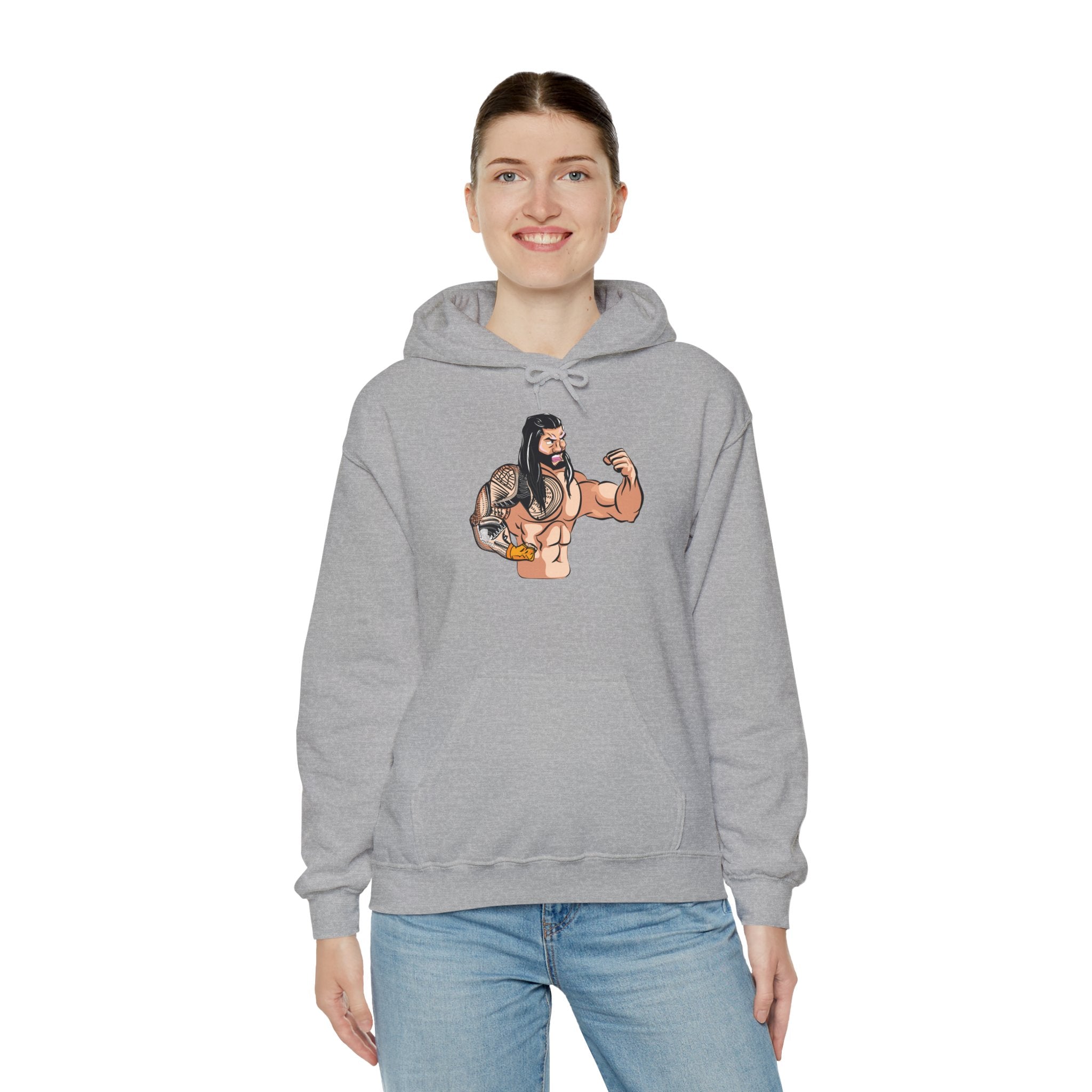 Roman Reigns Cartoon Design Hoodies, Gift for Her - Gift for Him, Sports Fan Wrestling Unisex Hooded Sweatshirt, Casual Outwear