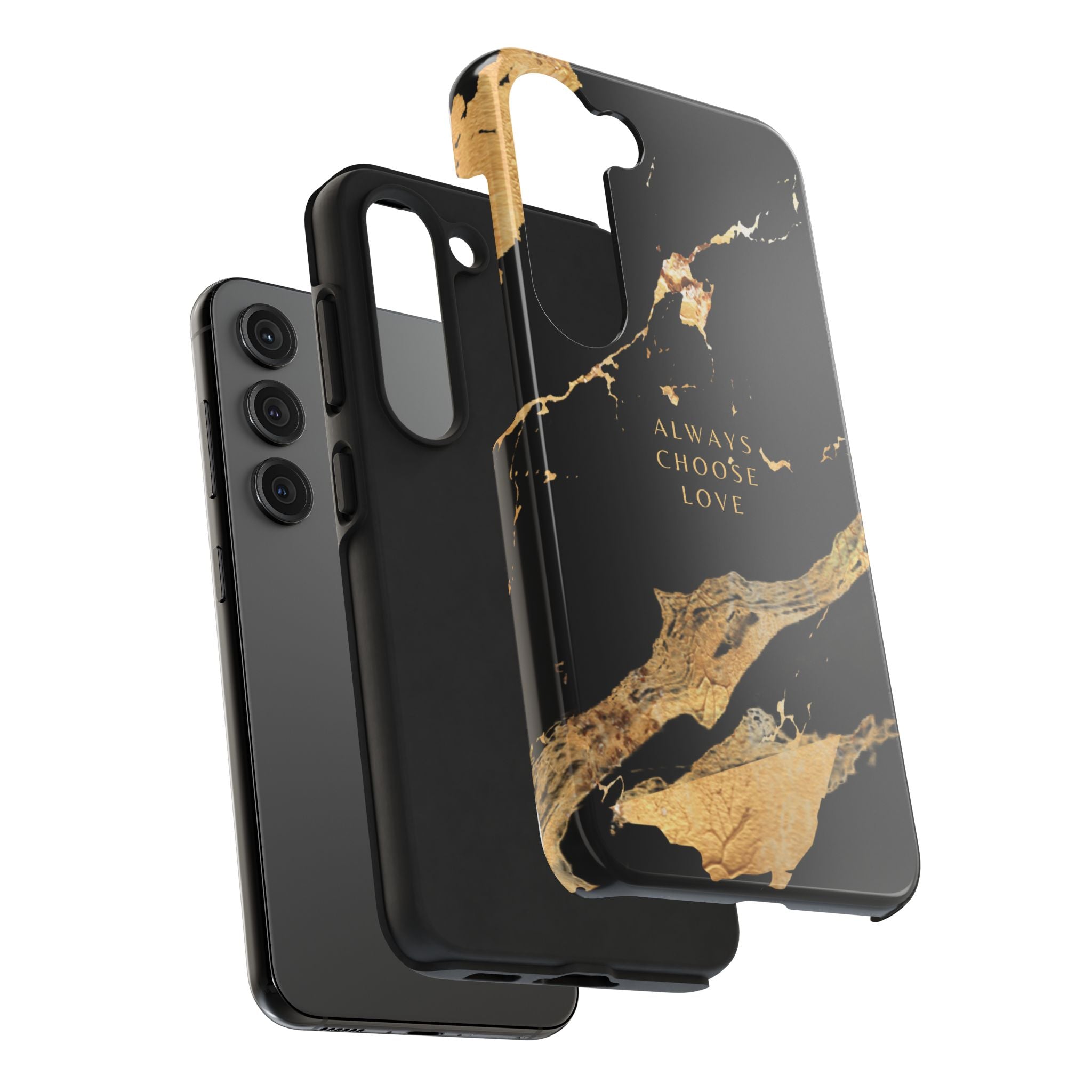 Black Gold Always Choose Love, Elegant Phone Cases, Stylish Phone Covers, Chic Phone Protectors, Fashionable Case for Her, Trendy Smartphone Accessories