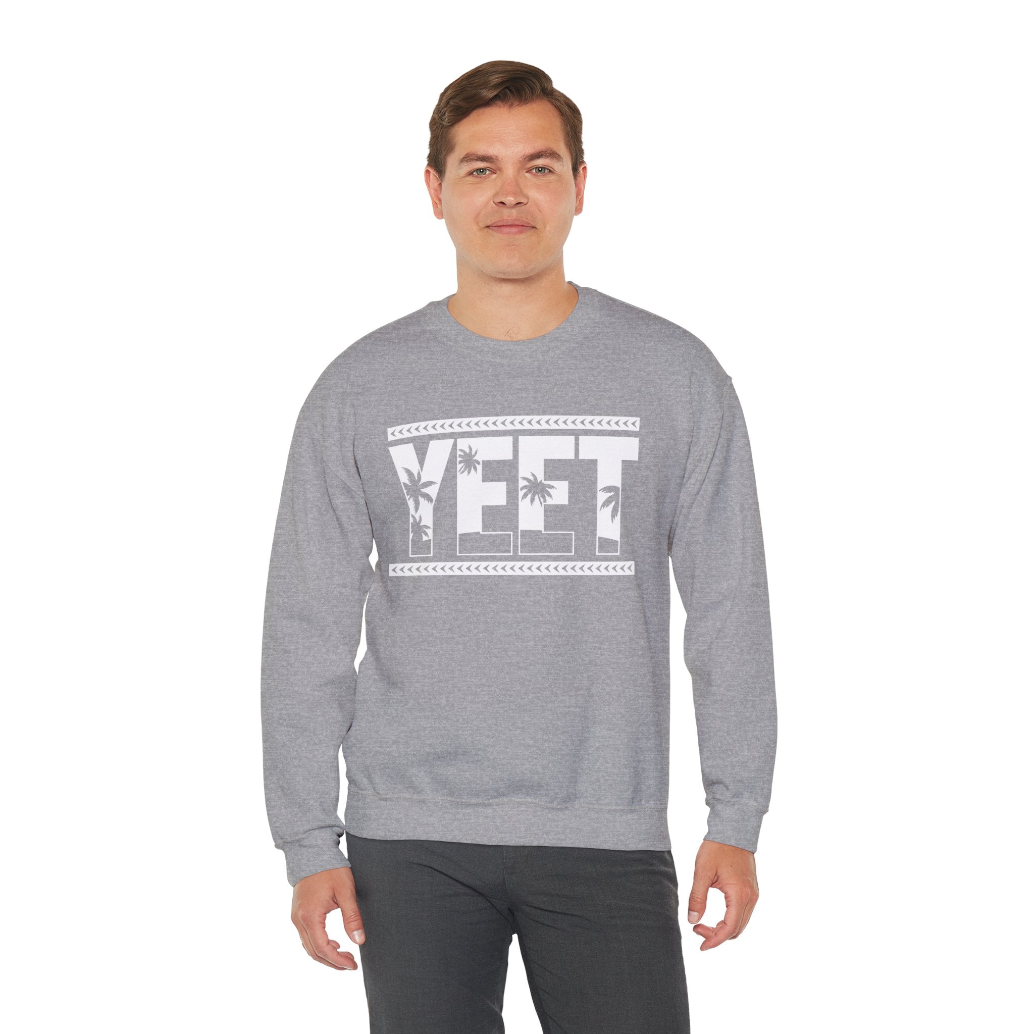 White Yeet Sweatshirt, Wrestling Fan Unisex Sweatshirt - Gift for Him or Her, Casual Outwear, Heavy Blend Crewneck Sweatshirt