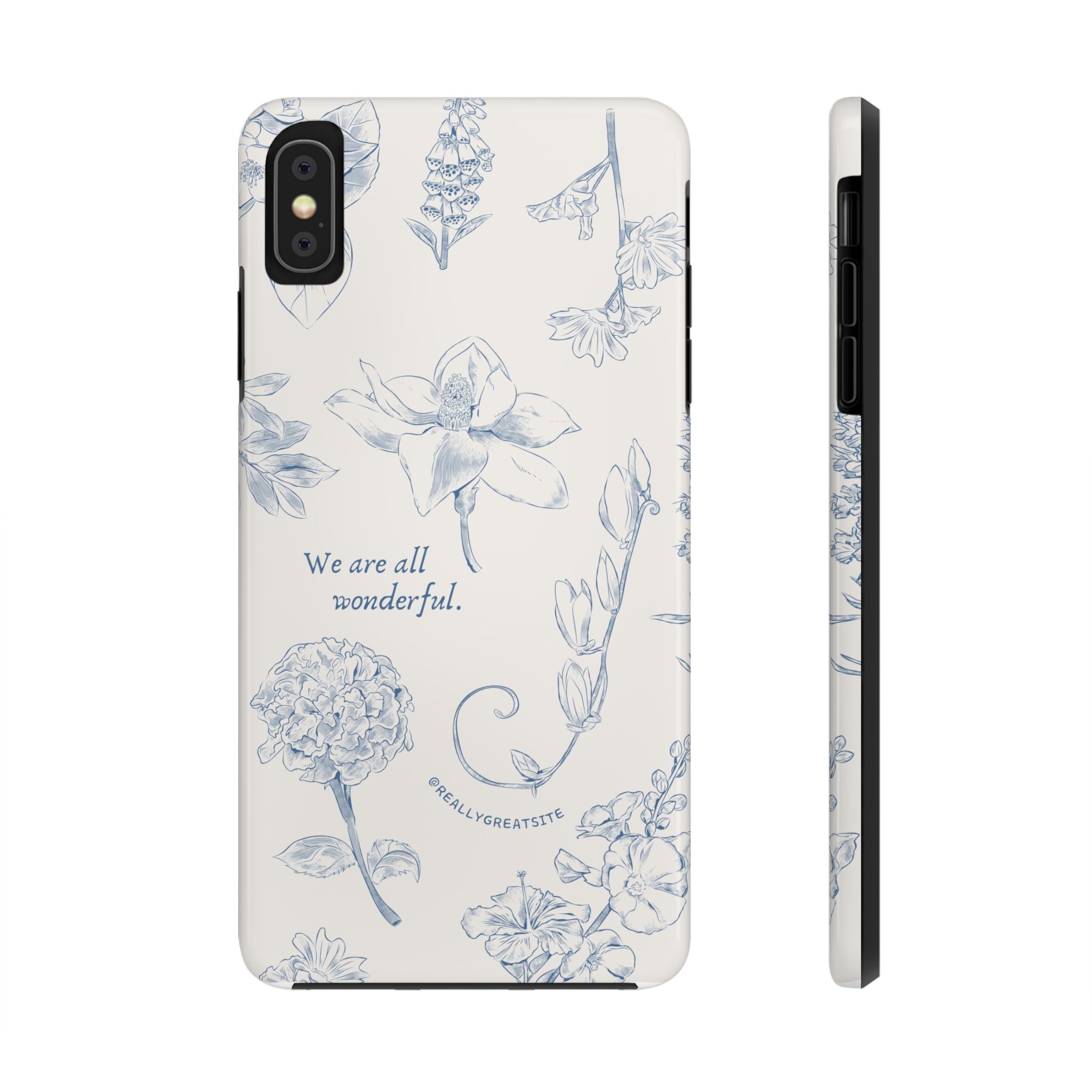 Dusty Blue Cream " We Are All Wonderfull", Elegant Phone Cases, Stylish Phone Covers, Chic Phone Protectors, Fashionable Case for Her, Trendy Smartphone Accessories