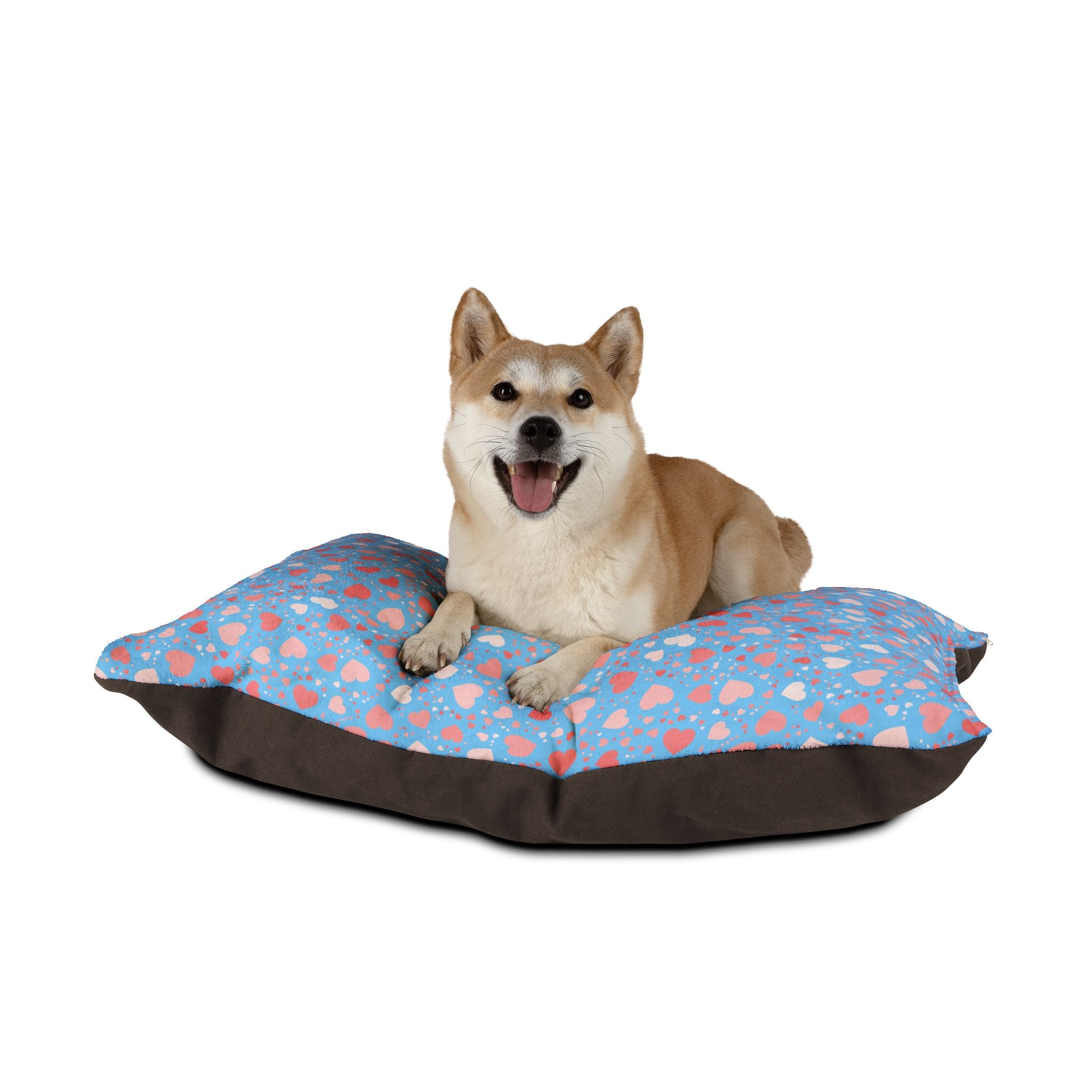 Blue & Pink Heart Pattern Pet Bed - Cat and Dog Bed, Anti-Anxiety Pet Bed, Calming Dog Bed for Puppy, Cozy Cat Bed, Fluffy Dog Beds, Washable Puppy Bed for Indoor Pets