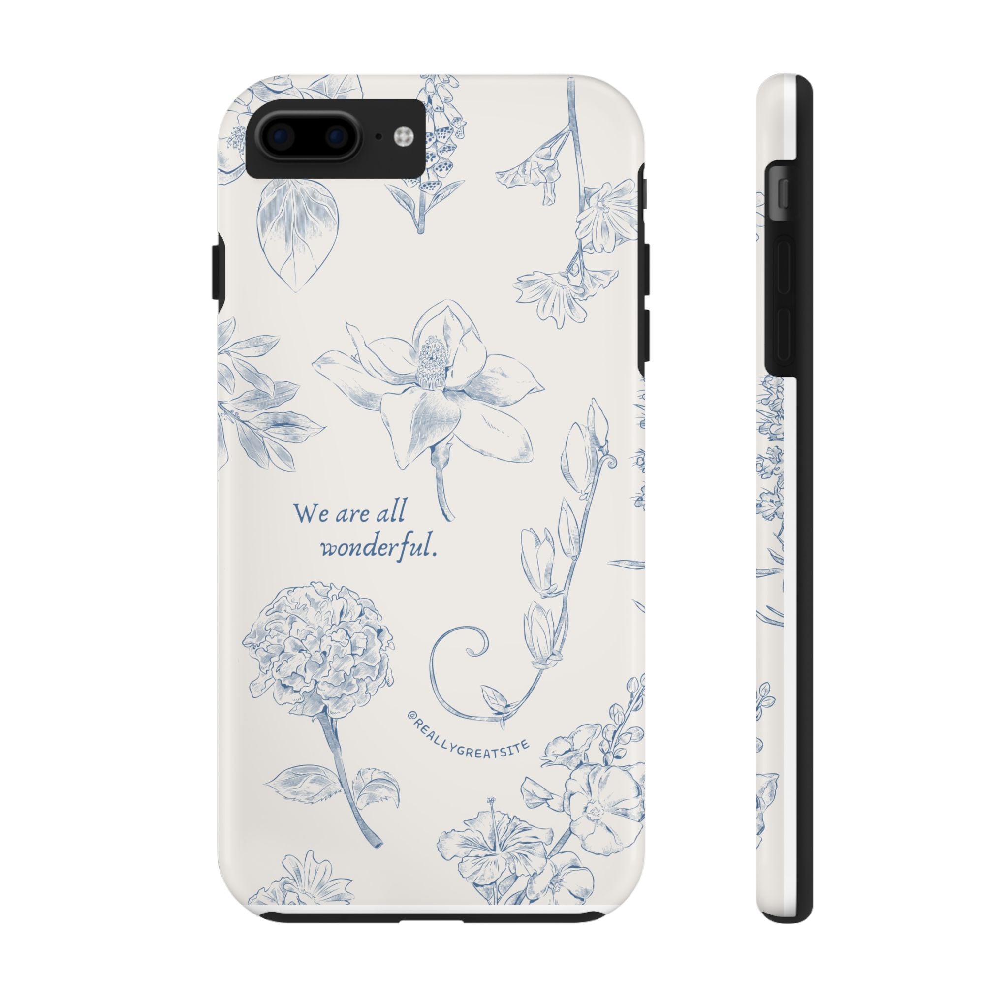 Dusty Blue Cream " We Are All Wonderfull", Elegant Phone Cases, Stylish Phone Covers, Chic Phone Protectors, Fashionable Case for Her, Trendy Smartphone Accessories