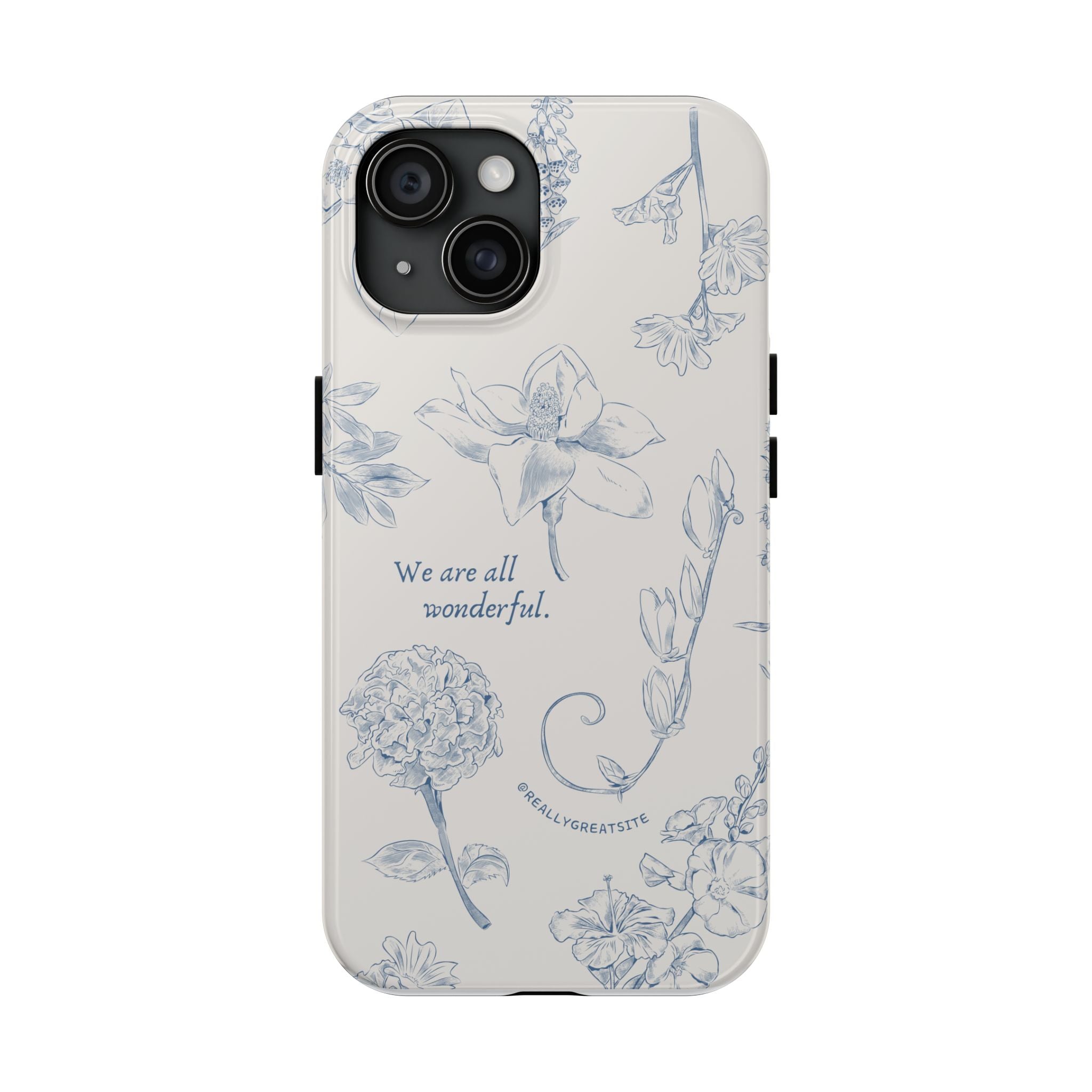 Dusty Blue Cream " We Are All Wonderfull", Elegant Phone Cases, Stylish Phone Covers, Chic Phone Protectors, Fashionable Case for Her, Trendy Smartphone Accessories