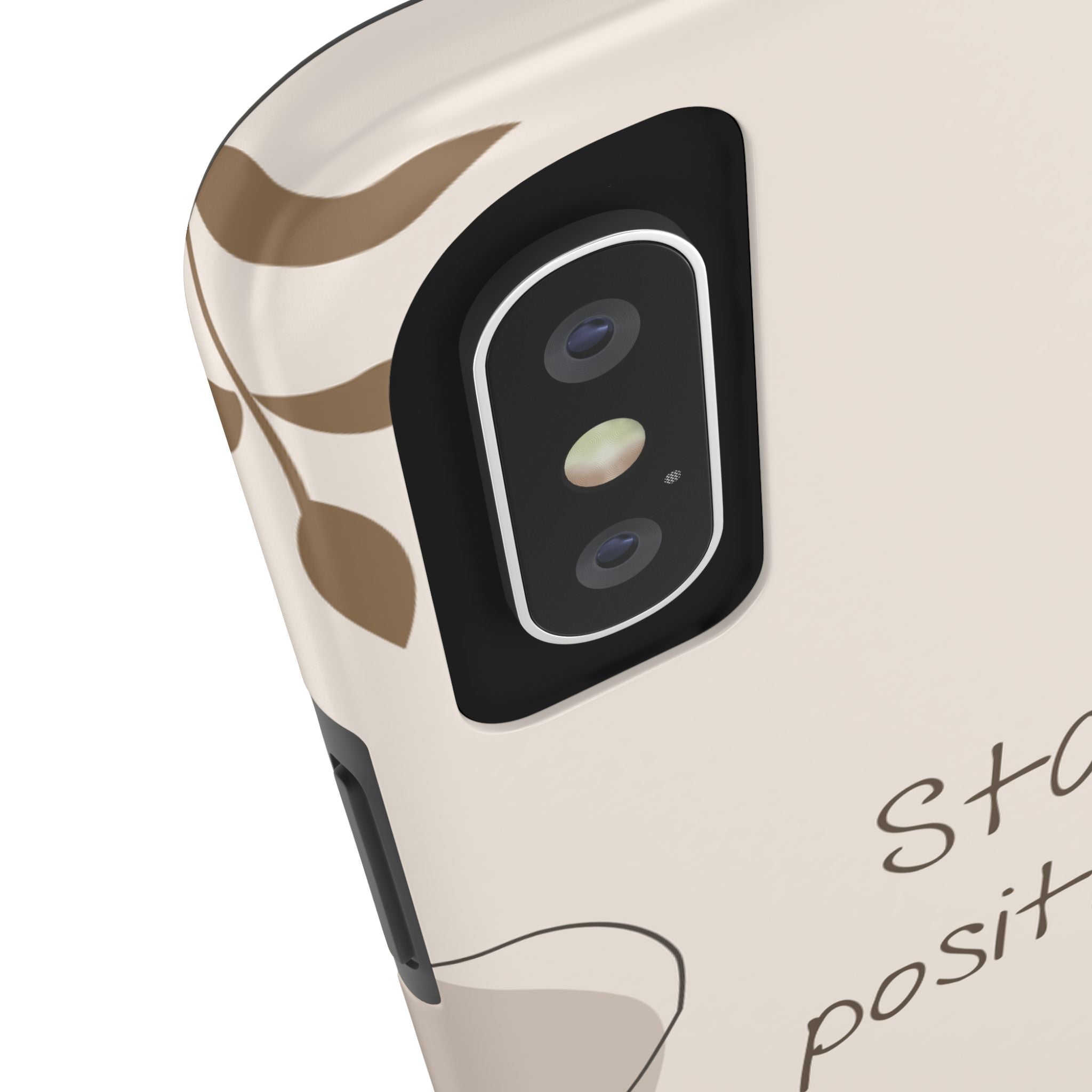 "Stay Positive" Cream Beige Aesthetic Design, Elegant Phone Cases, Stylish Phone Covers, Chic Phone Protectors, Fashionable Case for Her, Trendy Smartphone Accessories